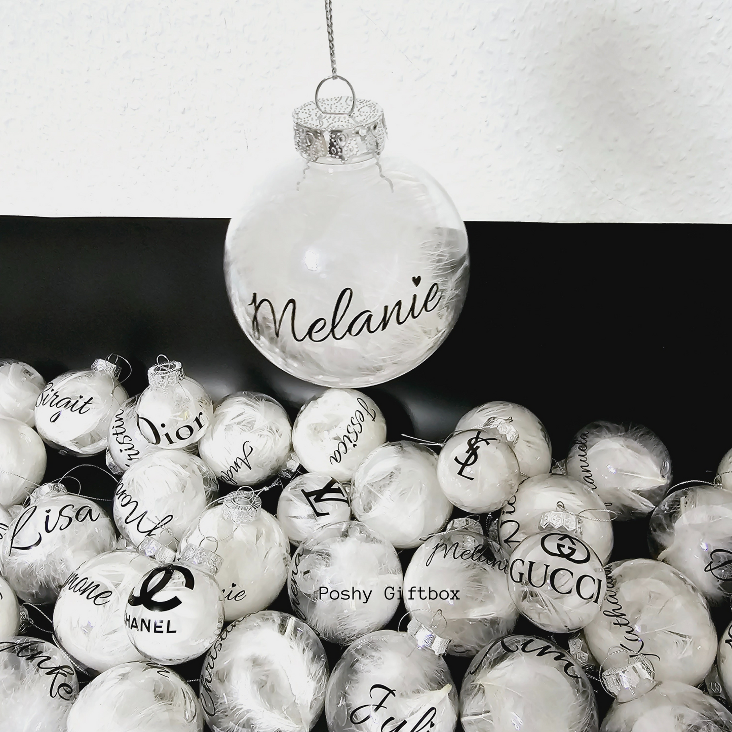 Personalisierte Weihnachtskugeln / Gefüllt mit Federn/Weihnachtsgeschenke/ Weihnachtskugel mit Namen /Christbaumkugel/Weihnachtsdeko PoshyGiftbox