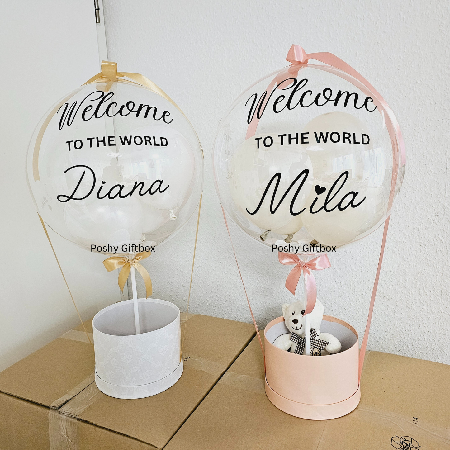 Willkommen Auf Der Welt Baby Ballon/Geschenkballon zur Geburt/BabyGeschenk/Geschenk zur Taufe/Hallo Baby/Geschenk zur Geburt/Geburtballon PoshyGiftbox