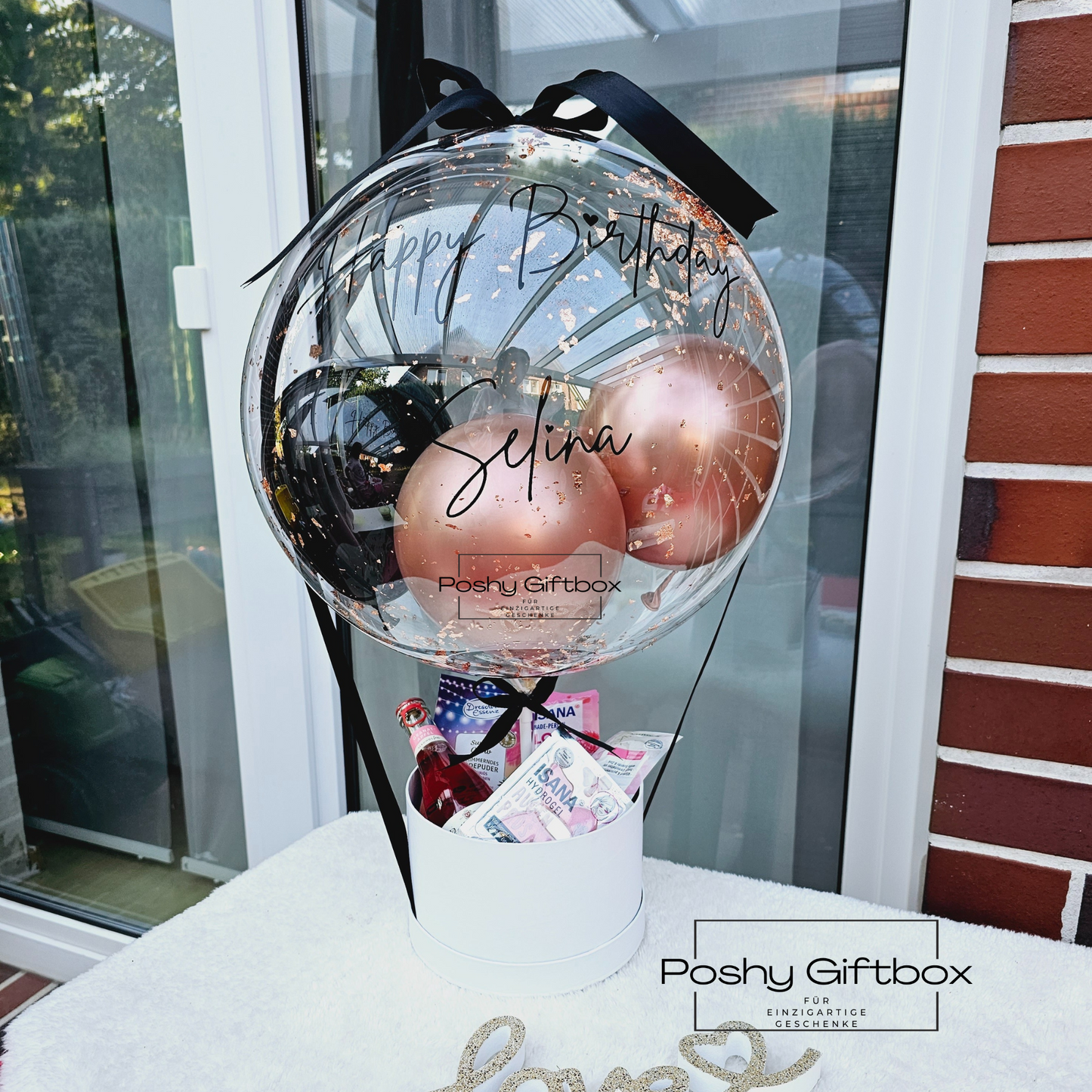 Ballon Geschenk / Frauen Geschenkset/ Wellness Box/Geschenk für Sie/Schokoladen Geschenk/Geburtstagsgeschenk Schwester, Mama/Ballon Bouquet PoshyGiftbox