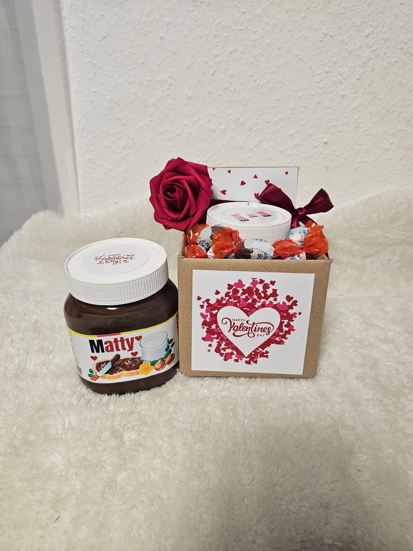 Nutella Geschenk 450g Glas /Nutella Valentinsgeschenk/Personalisiert mit Wunschtext oder Namen/Mitbringsel/ Valentine's Day/Nutella Verpackung PoshyGiftbox