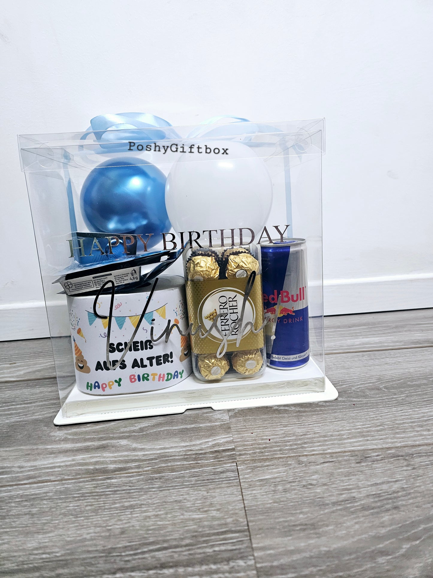 Personalisierte Ballonbox /Geschenkbox Transparent/Wellnessset/Geschenkset Männer/Weihnachtsgeschenk/Geburtstagsgeschenk/Valentinsgeschenk/Geschenk Vatertag PoshyGiftbox