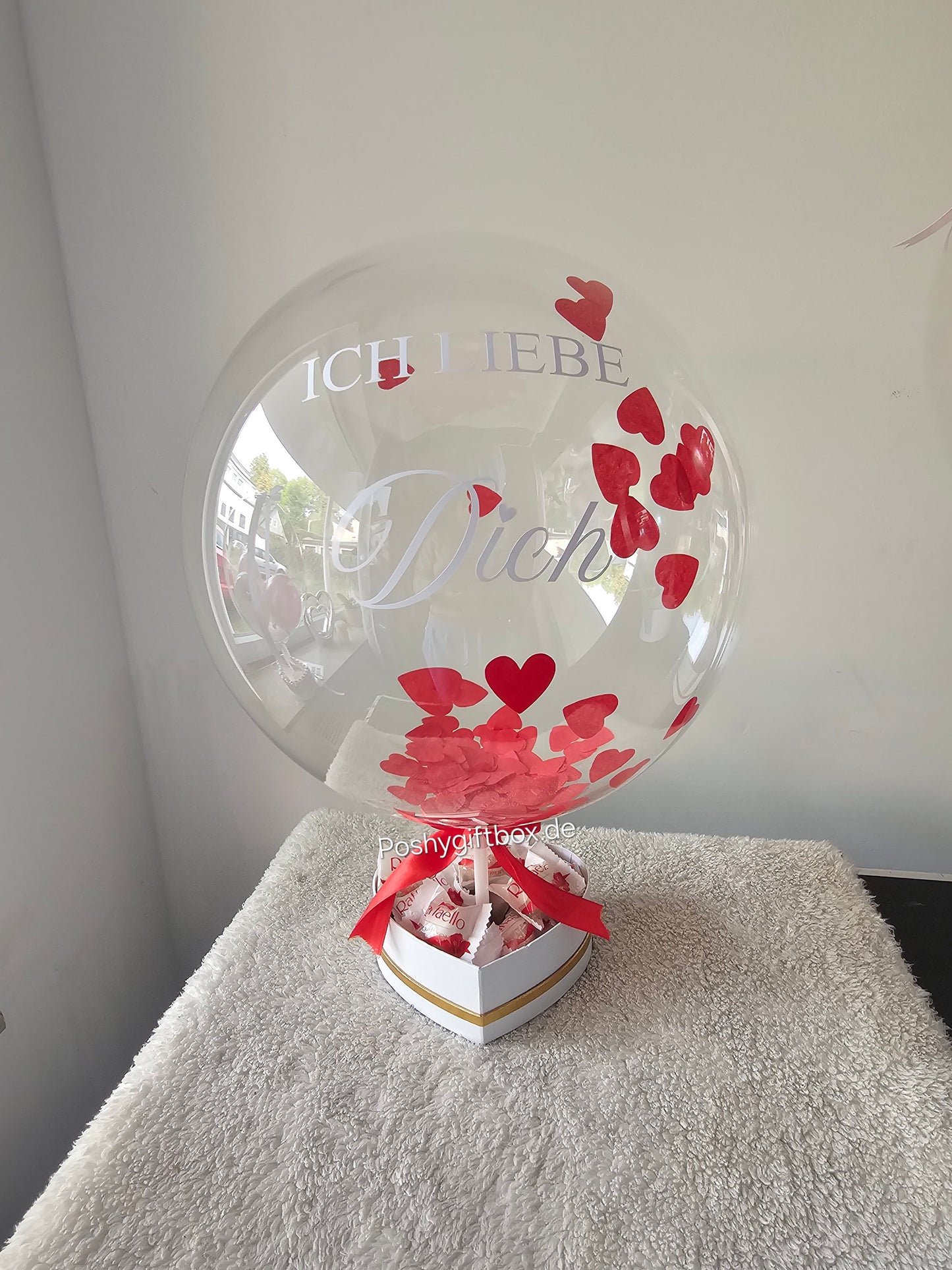Ballon Geschenk "Ich Liebe Dich"/Geburtstagsgeschenk/Hochzeitsgeschenk /Verlobungsgeschenk/Luftballon ROT/Valentinstag Geschenk/Herz Ballon mit Wunschtext PoshyGiftbox