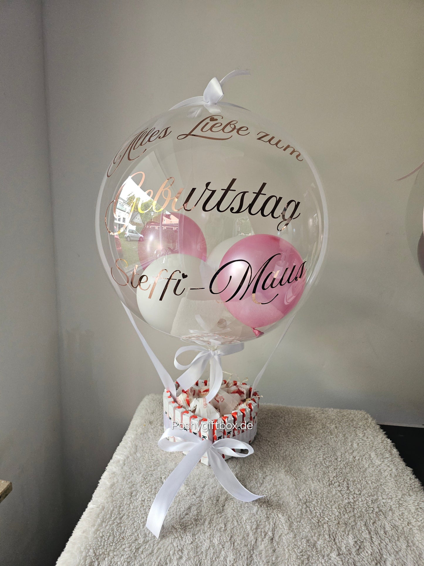 Ballon Geschenk/Geburtstag Geschenkset /Ballon mit Pralinen Torte/Pralinen Torte/Sinnvolle Geschenke Hochzeit/Ballongeschenk HOCHZEIT/Geschenk zum Hochzeitstag/Verlobungsgeschenk/Just Married/Geburtstagsgeschenk PoshyGiftbox