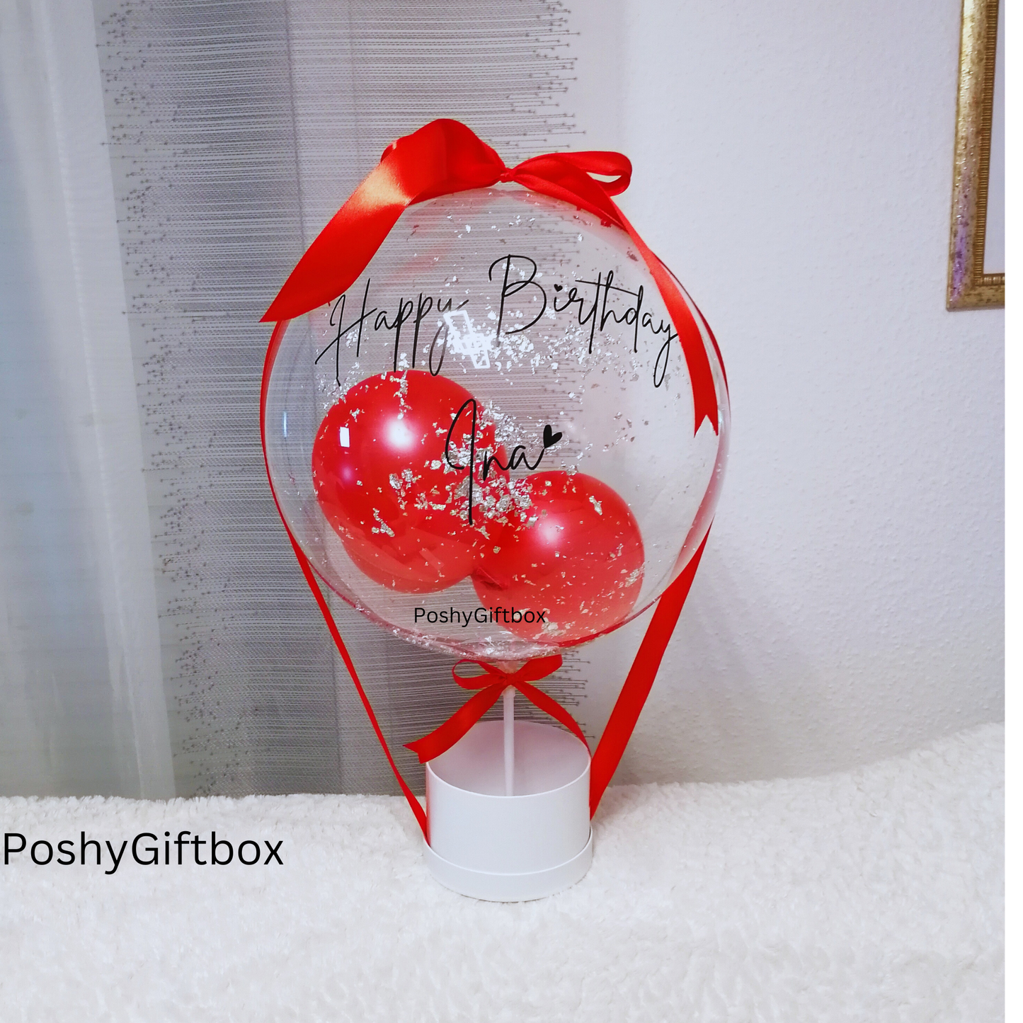 Ballon mit Blumen/Personalisierter Ballon/Ballongrüße/Geburtstagsgeshenk/Muttertagsgeschenk/Geschenke für Frauen/Geschenk Mama,Oma,Freundin PoshyGiftbox