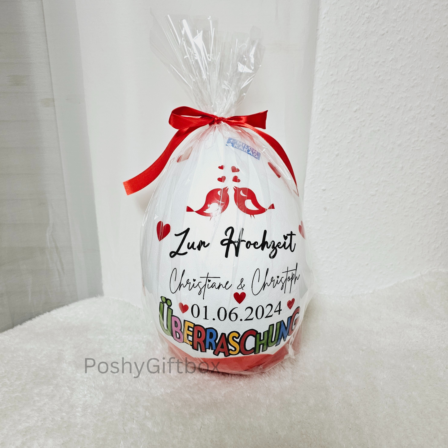 Personalisiertes Ü-Ei / XXL Überraschungsei mit Wunschtext/Schokoladen Geschenk /Weihnachten/Ostern/Hochzeit/Jugendweihe/Riesen Überraschungsei/Geburtstagsgeschenk/Überraschungseier PoshyGiftbox