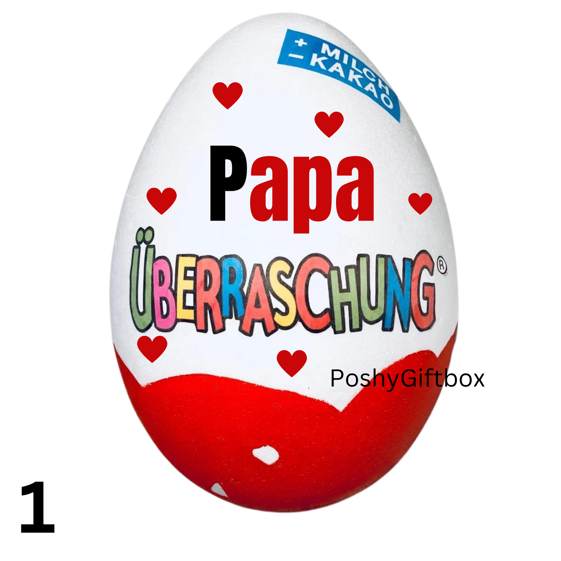 XXL Überraschungsei personalisiert ""PAPA""/Geschenk Vatertag,Geburtstag,Ostern,Weihnachten/9 DESIGNS/Ü-Ei Xxl/Geschenke für Männer/Osterei PoshyGiftbox
