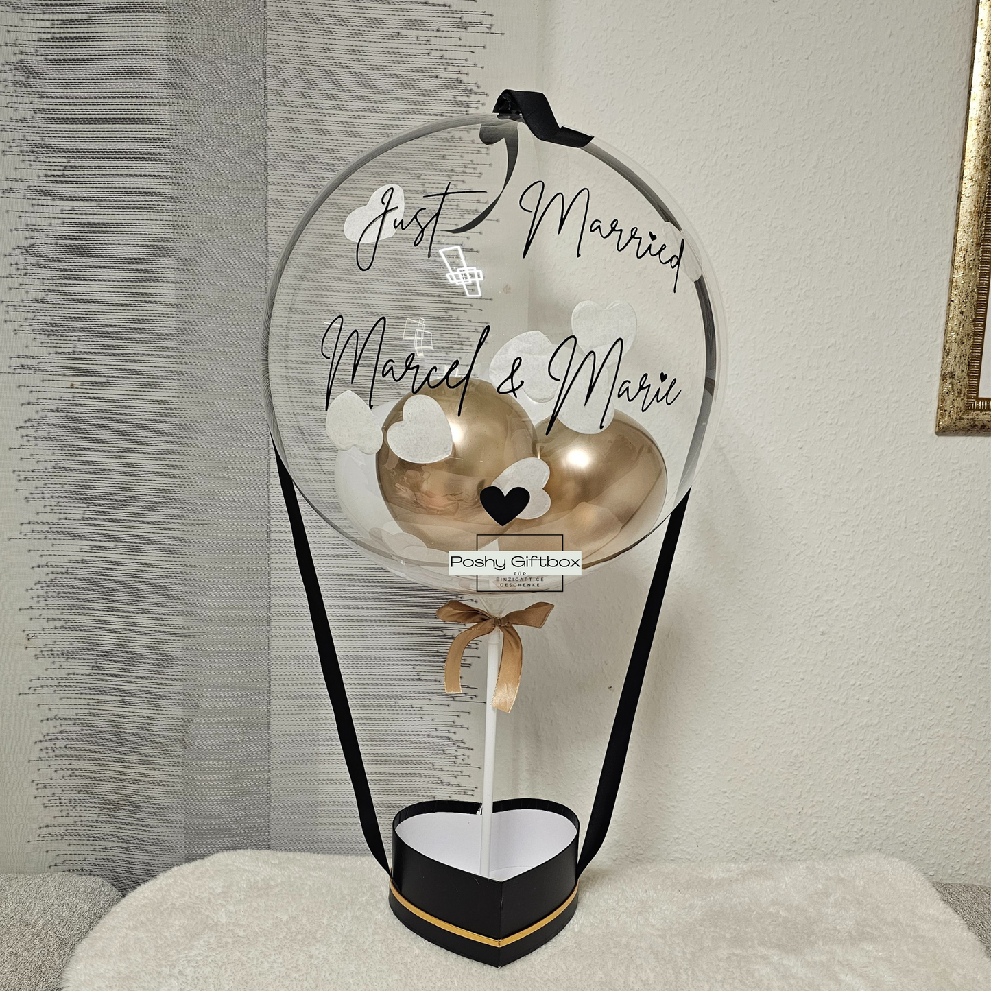 Ballongeschenk HOCHZEIT/Geschenk zum Hochzeitstag/Verlobungsgeschenk/Just Married/Hochzeitsgeschenk/Ballongrüß /Geldgeschenk Hochzeit PoshyGiftbox