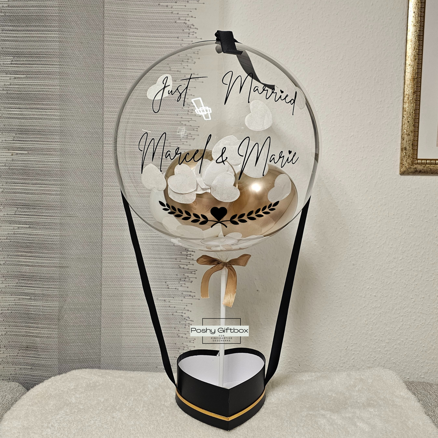 Ballongeschenk HOCHZEIT/Geschenk zum Hochzeitstag/Verlobungsgeschenk/Just Married/Hochzeitsgeschenk/Ballongrüß /Geldgeschenk Hochzeit PoshyGiftbox