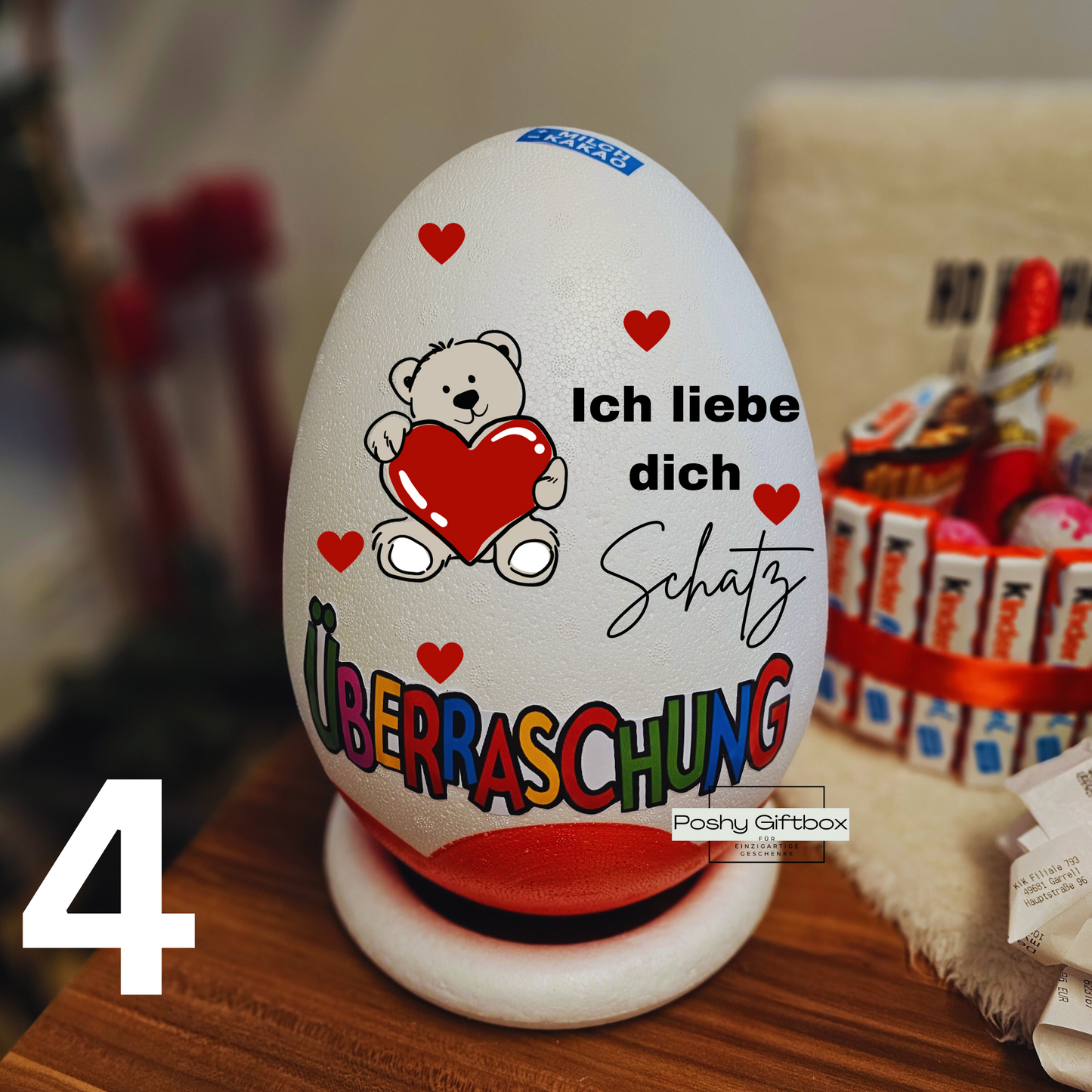 Personalisiertes Ü-Ei Weihnachten/ XXL Überraschungsei mit Wunschtext/Schokoladen Geschenk Geburtstag/Weihnachten/Ostern/Hochzeit/Jugendweihe/Riesen Überraschungsei/Geburtstagsgeschenk/Überraschungseier PoshyGiftbox