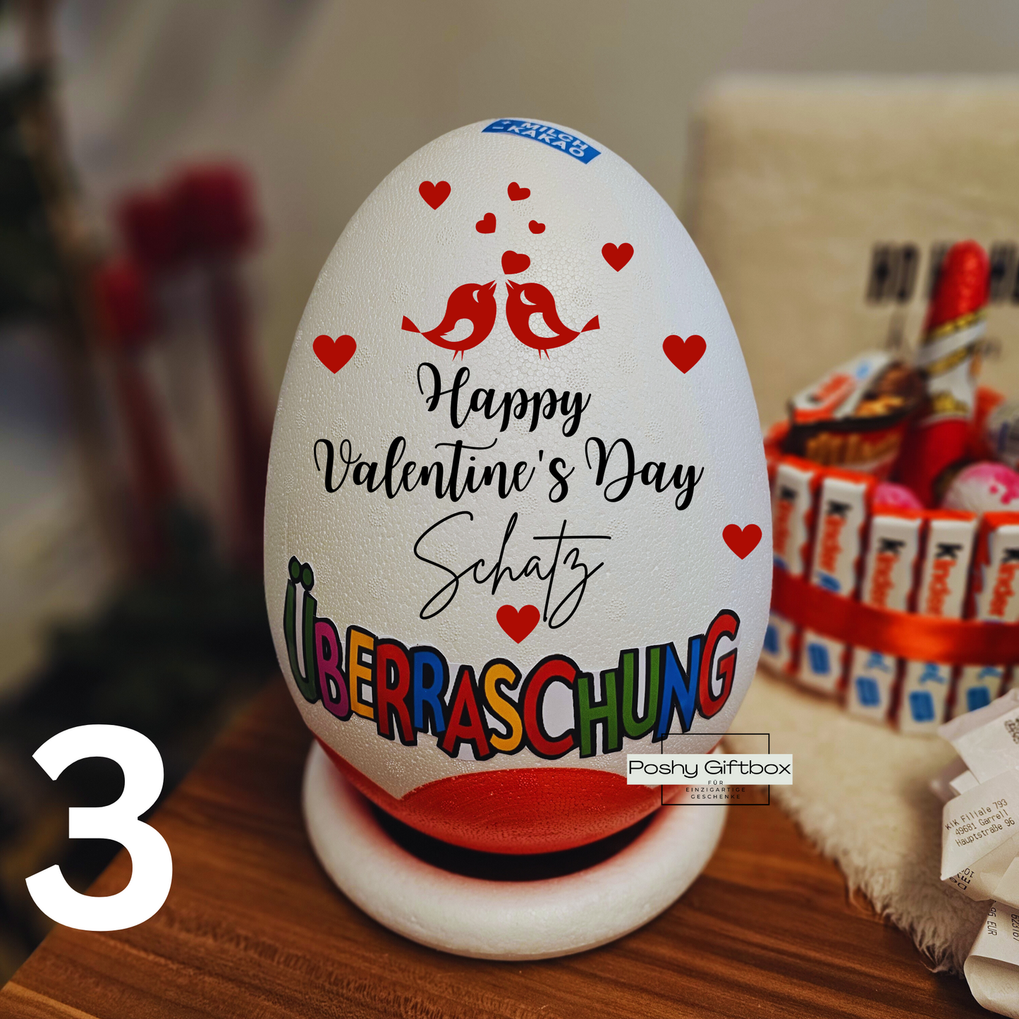 Personalisiertes Ü-Ei Weihnachten/ XXL Überraschungsei mit Wunschtext/Schokoladen Geschenk Geburtstag/Weihnachten/Ostern/Hochzeit/Jugendweihe/Riesen Überraschungsei/Geburtstagsgeschenk/Überraschungseier PoshyGiftbox