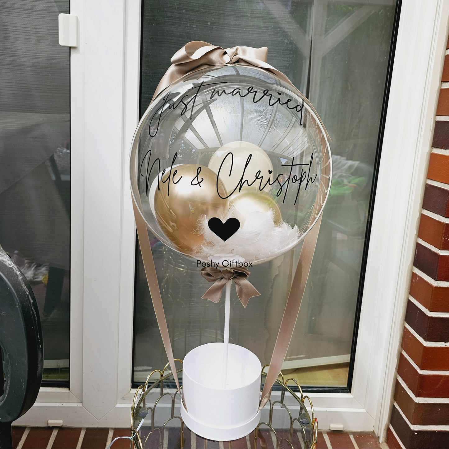 Ballon Geschenk mit Federn/Geburtstagsgeschenk/Hochzeitstag Geschenk /Ballon personalisiert/Verlobungsgeschenk/Geschenk Brautpaar PoshyGiftbox