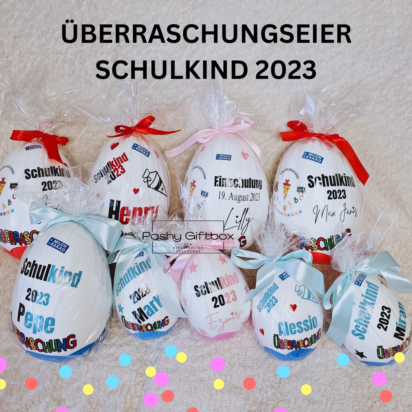 Personalisiertes XXL Überraschungsei /Einschulungsgeschenk/XXL Überraschungsei SCHULKIND/Ü-ei /Schulanfang/9 Designs/Schultüte PoshyGiftbox