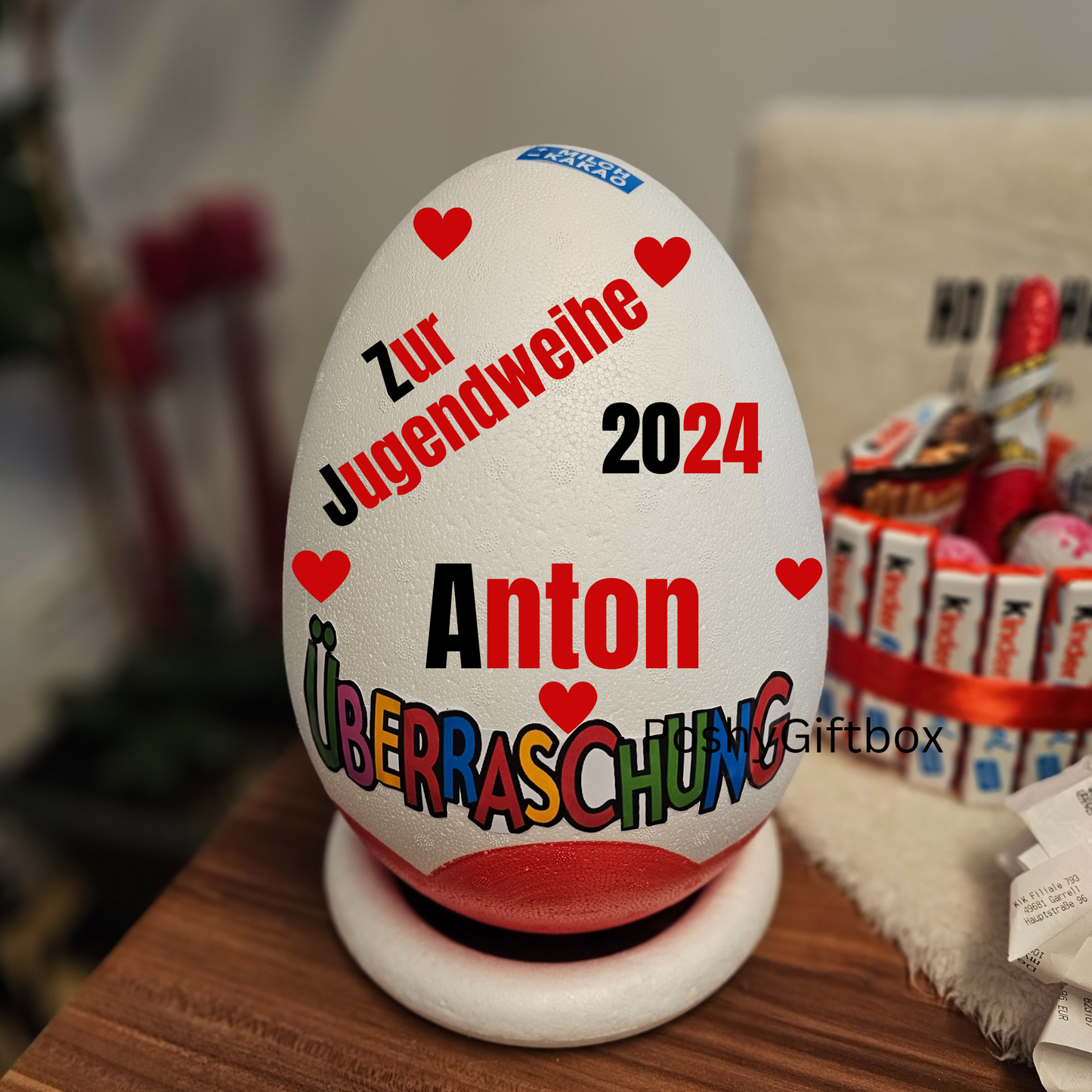 Überraschungsei XXL personalisiert/Geschenk Weihnachten/Valentinstag/Jugendweihe/Ü-ei Senioren/ Kinder Ei XXL/Geschenk Kinder,Erwachsene/Mit Füllung PoshyGiftbox