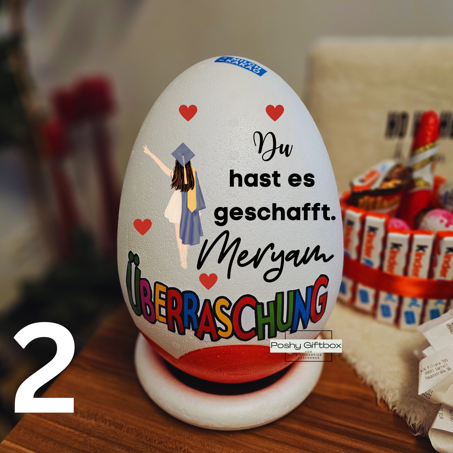 Personalisiertes XXL Überraschungsei /Einschulungsgeschenk/XXL Überraschungsei SCHULKIND/Ü-ei /Schulanfang/9 Designs/Schultüte PoshyGiftbox