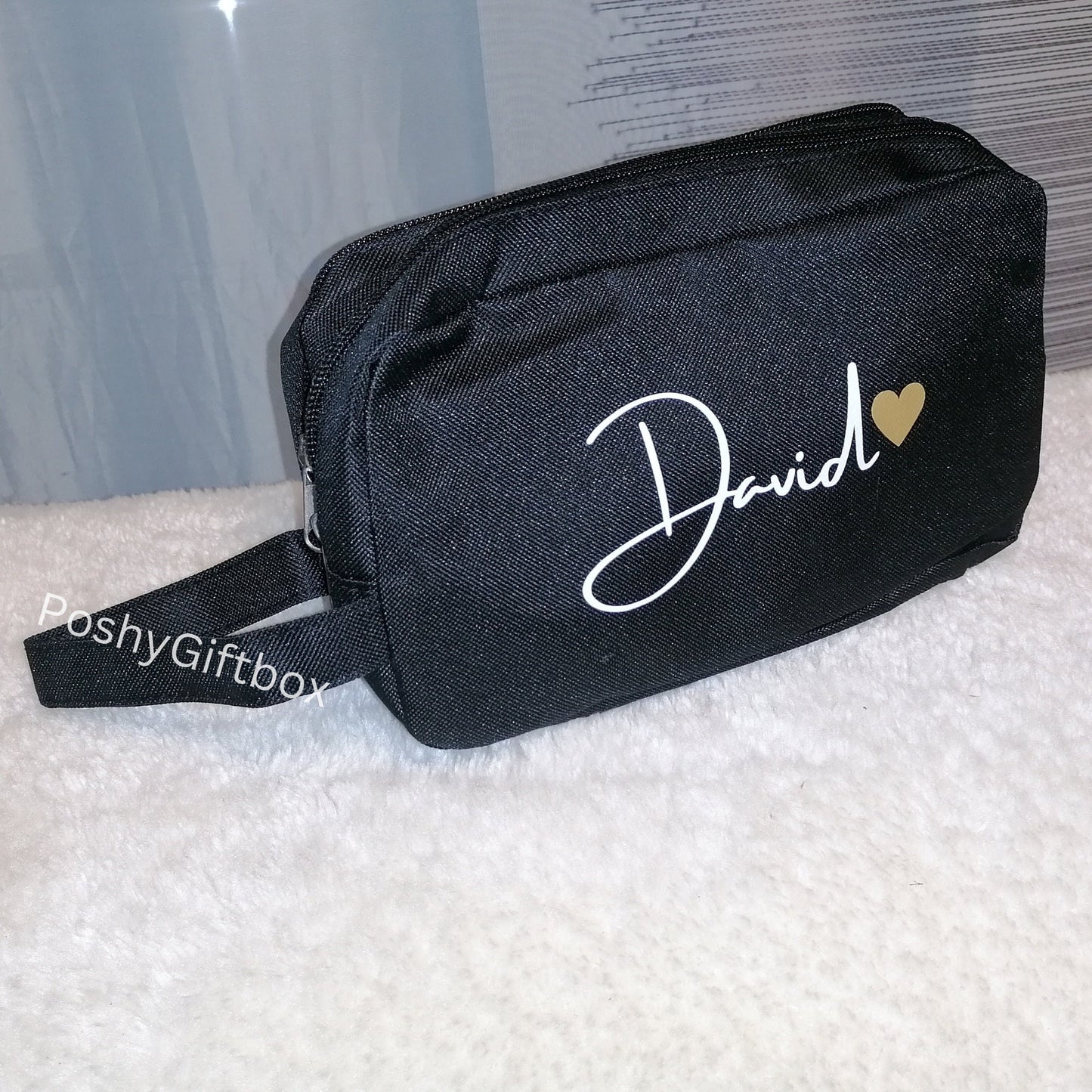 Kulturtaschen Damen, Herren/Wash Bag/Kulturtasche personalisiert/Kulturbeutel Blush pink,schwarz/Kosmetiktasche/Makeup Bag Frauen/Geschenk  PoshyGiftbox