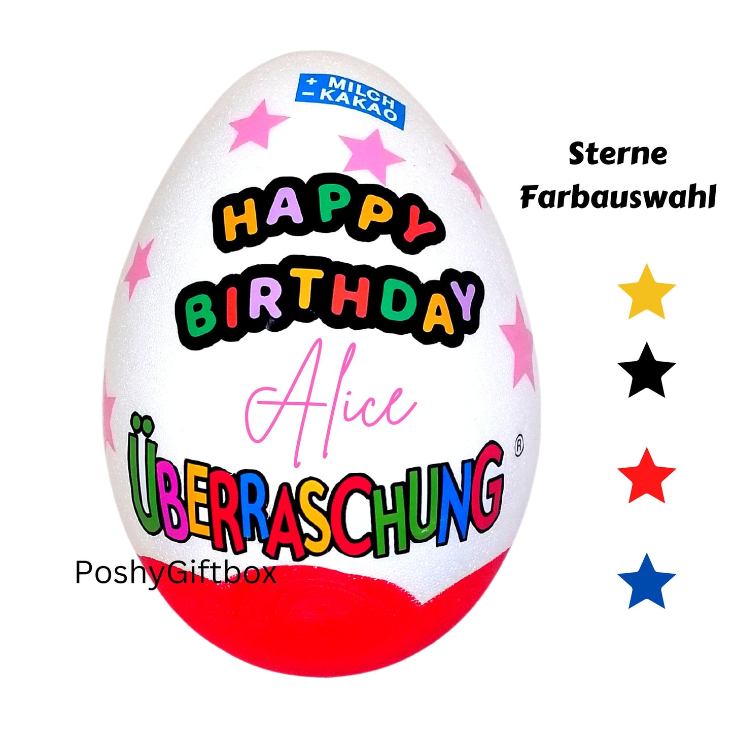 Personalisiertes XXL Überraschungsei /Ü-Ei/XXL Überraschungsei Motiv /Überraschungsei XXL/Geburtstagskind / Geschenk Geburtstag/9 Designs PoshyGiftbox