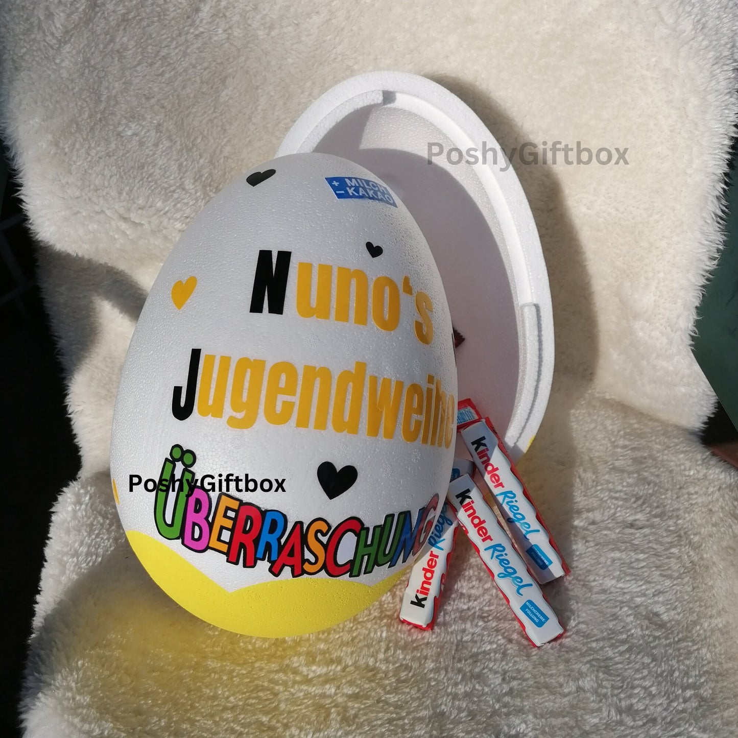 Überraschungsei XXL personalisiert/Geschenk Jugendweihe/Ü-ei Senioren/ Kinder Ei XXL/Geschenk Mädchen,Junge/Mit Füllung PoshyGiftbox