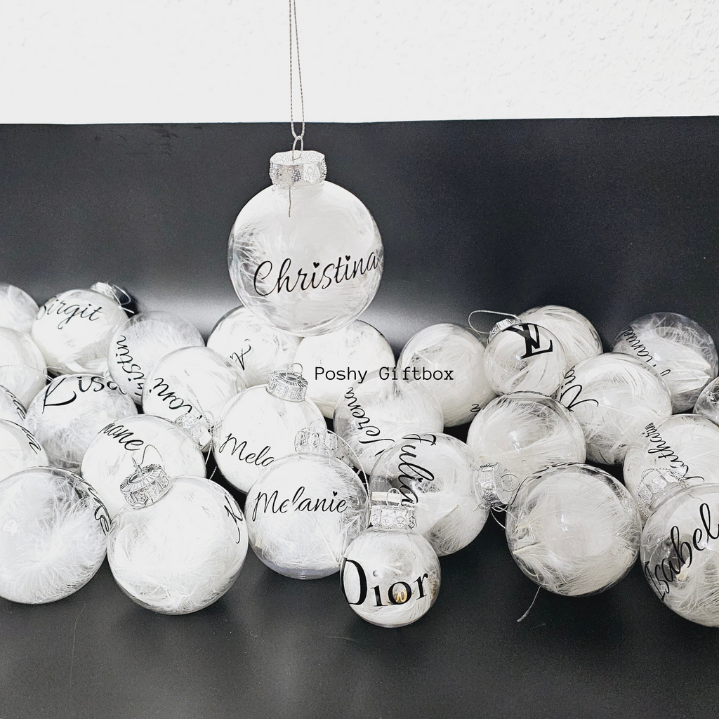 Personalisierte Weihnachtskugeln / Gefüllt mit Federn/Weihnachtsgeschenke/ Weihnachtskugel mit Namen /Christbaumkugel/Weihnachtsdeko PoshyGiftbox