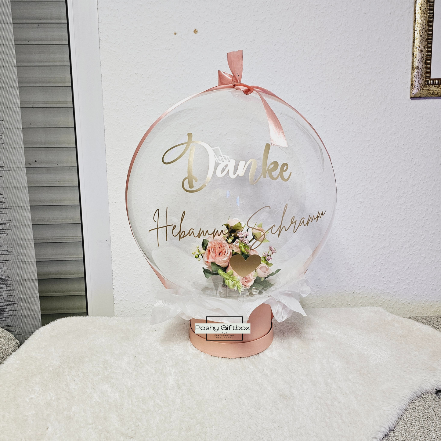 Ballon mit Blumen/Personalisierter Ballon/Ballongrüße/Geburtstagsgeshenk/Muttertagsgeschenk/Geschenke für Frauen/Geschenk Danke Hebamme/Lehrerin/Erzieherin PoshyGiftbox