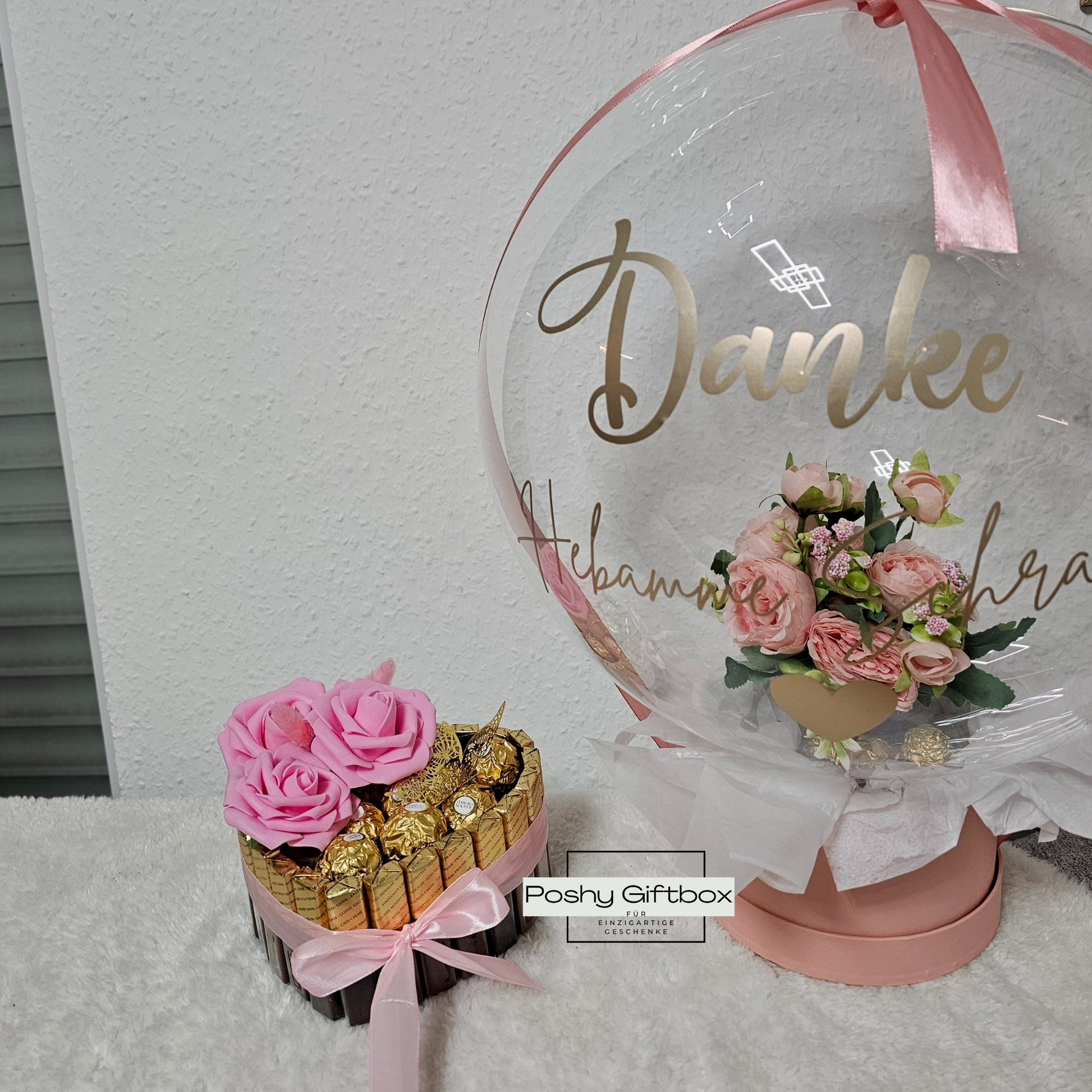 Ballon mit Blumen/Personalisierter Ballon/Ballongrüße/Geburtstagsgeshenk/Muttertagsgeschenk/Geschenke für Frauen/Geschenk Danke Hebamme/Lehrerin/Erzieherin PoshyGiftbox