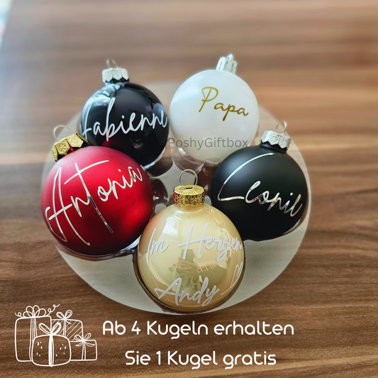 Personalisierte Weihnachtskugeln mit Perlen & Schleifen/Weihnachtsgeschenke/ Weihnachtskugel mit Namen/Christbaumkugel Elfenbein/Tannenbaumkugel  PoshyGiftbox