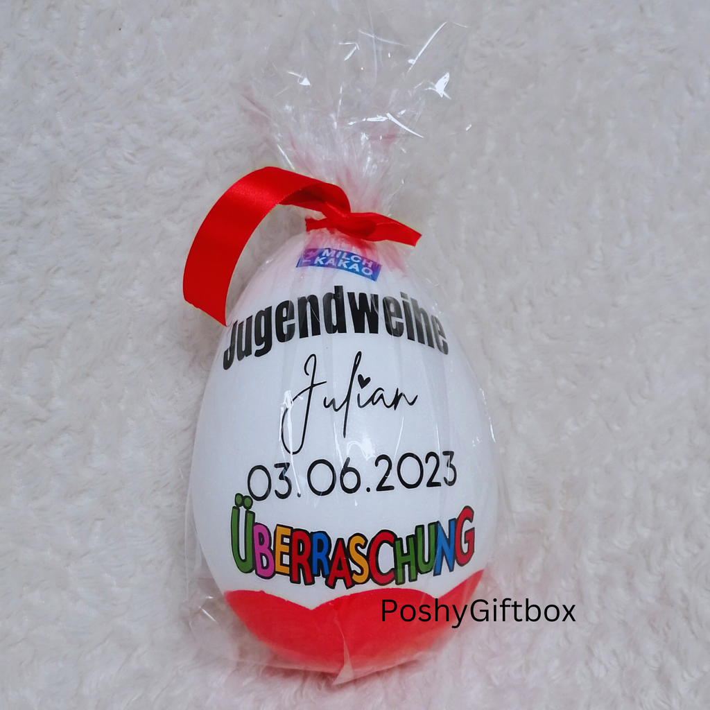 Personalisiertes XXL Überraschungsei /Schokoladen Geschenk Ostern/Überraschungsei XXL/Geburtstagsgeschenk/Geschenk Kinder  PoshyGiftbox