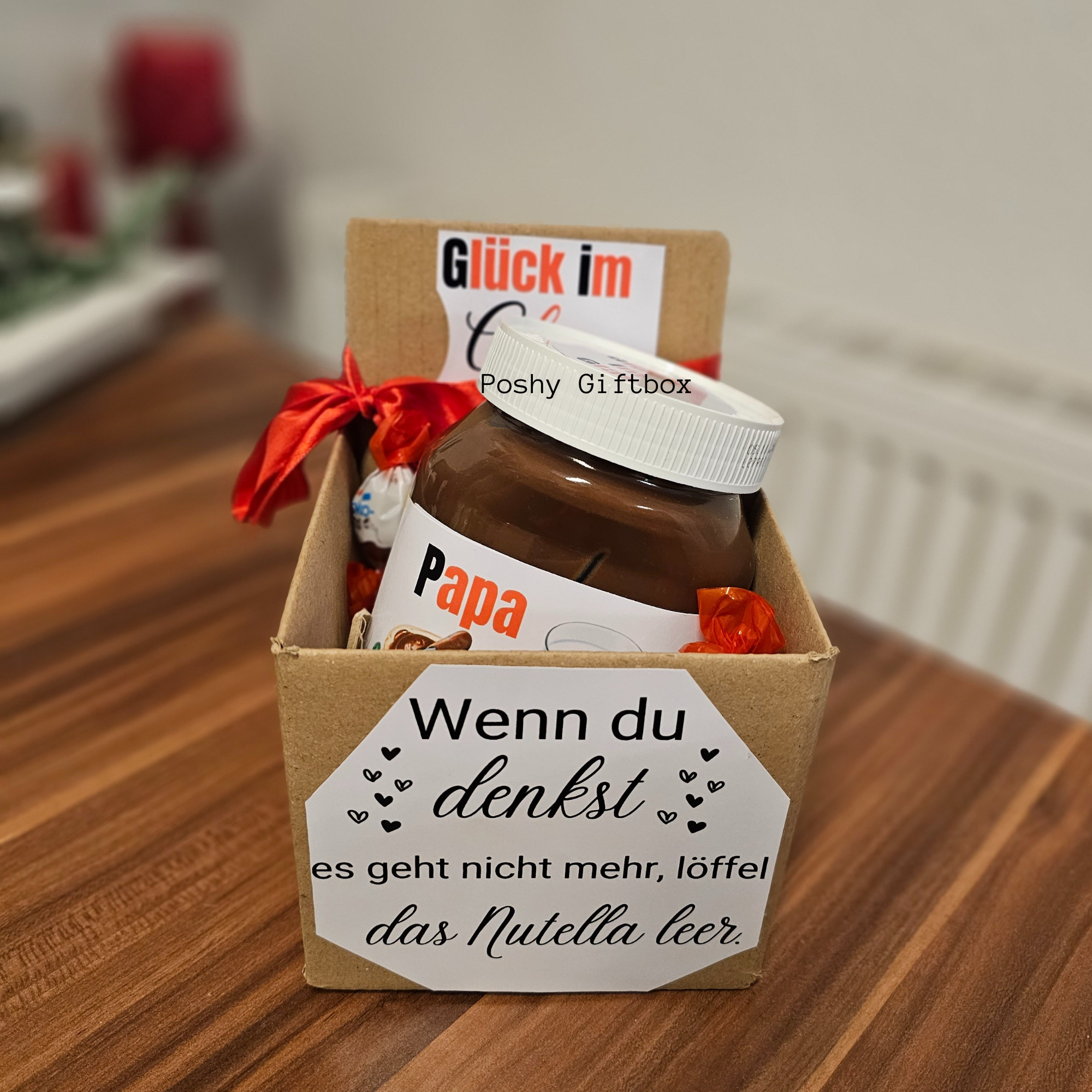 Nutella Geschenk 450g Glas /Nutella Weihnachtsgeschenk/Personalisiert mit Wunschtext oder Namen/Mitbringsel/ Gastgeschenk/Nutella Verpackung/Nutella Killer Geschenk PoshyGiftbox