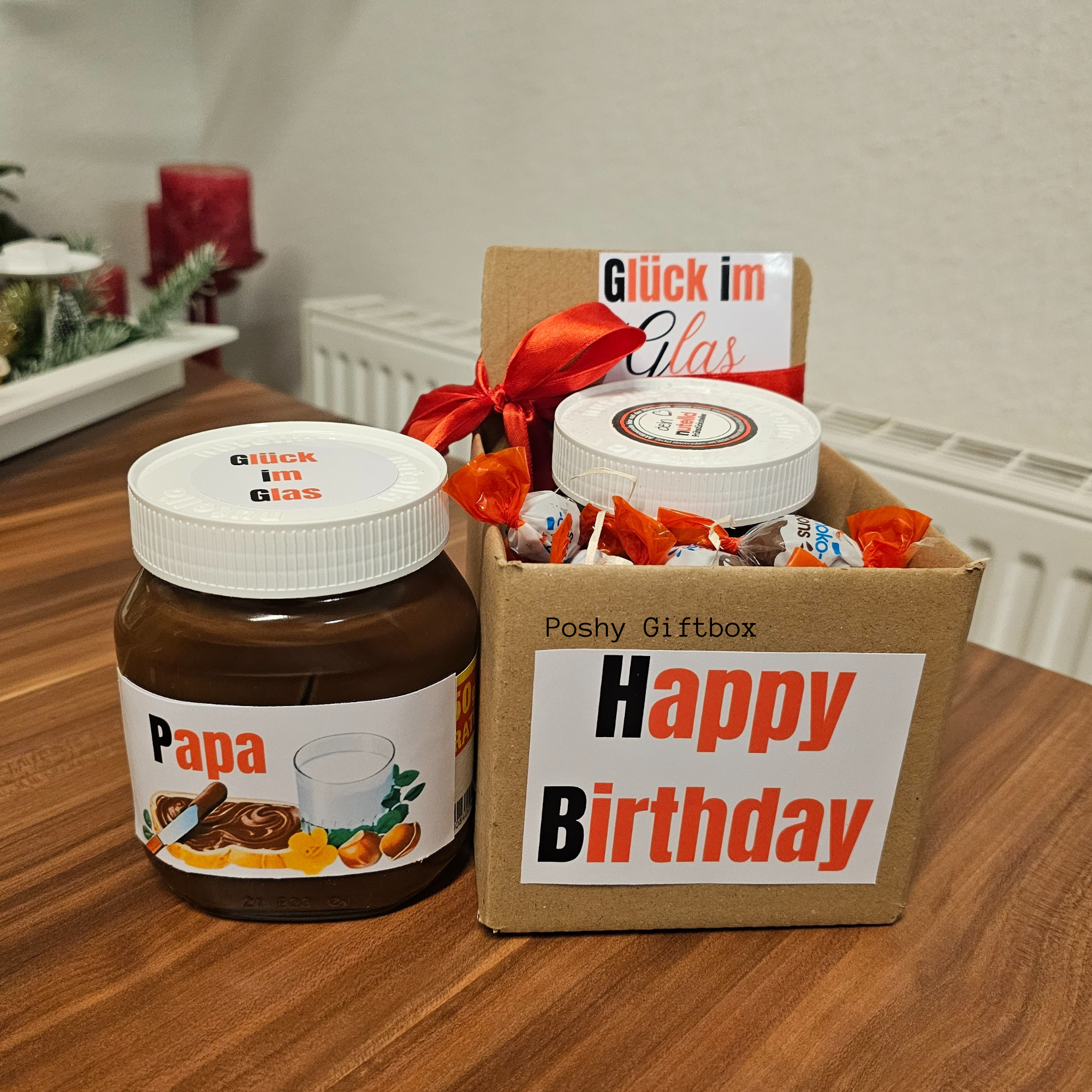 Nutella Geschenk 450g Glas /Nutella Weihnachtsgeschenk/Personalisiert mit Wunschtext oder Namen/Mitbringsel/ Gastgeschenk/Nutella Verpackung/Nutella Killer Geschenk PoshyGiftbox