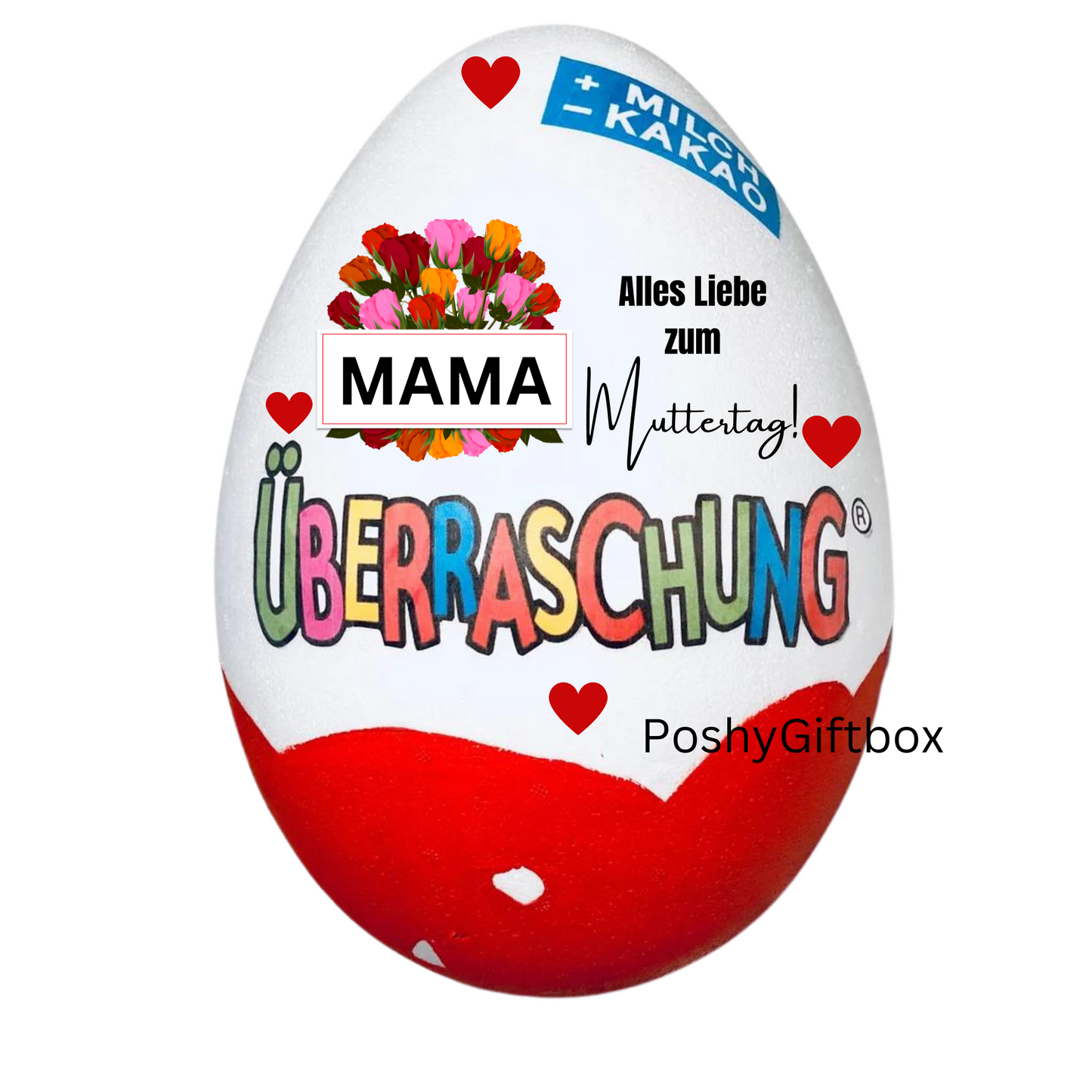 Personalisiertes XXL Überraschungsei/Mama XXL Überraschungsei/Ü-Ei Mama/Überraschungsei mit Füllung/Muttertagsgeschenk/Beste Mama/9 Designs  PoshyGiftbox