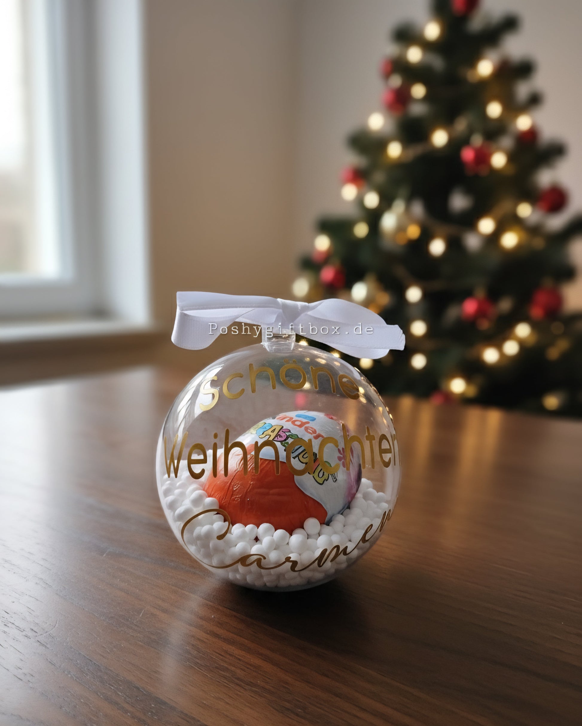 Personalisierte Weihnachtskugeln mit Nutella/Personalisierte Weihnachtskugeln/ Gefüllt mit  Kinder Ü -Ei/Weihnachtskugel Mit Nutella/Weihnachtsgeschenke /Christbaumkugel mit Namen/Firmen Geschenke/Kinder Geschenke PoshyGiftbox