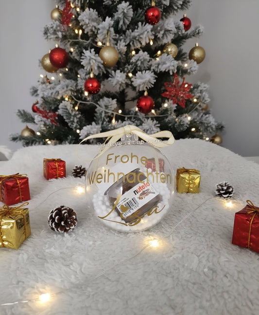 Personalisierte Weihnachtskugeln mit Nutella/Personalisierte Weihnachtskugeln/ Gefüllt mit  Kinder Ü -Ei/Weihnachtskugel Mit Nutella/Weihnachtsgeschenke /Christbaumkugel mit Namen/Firmen Geschenke/Kinder Geschenke PoshyGiftbox