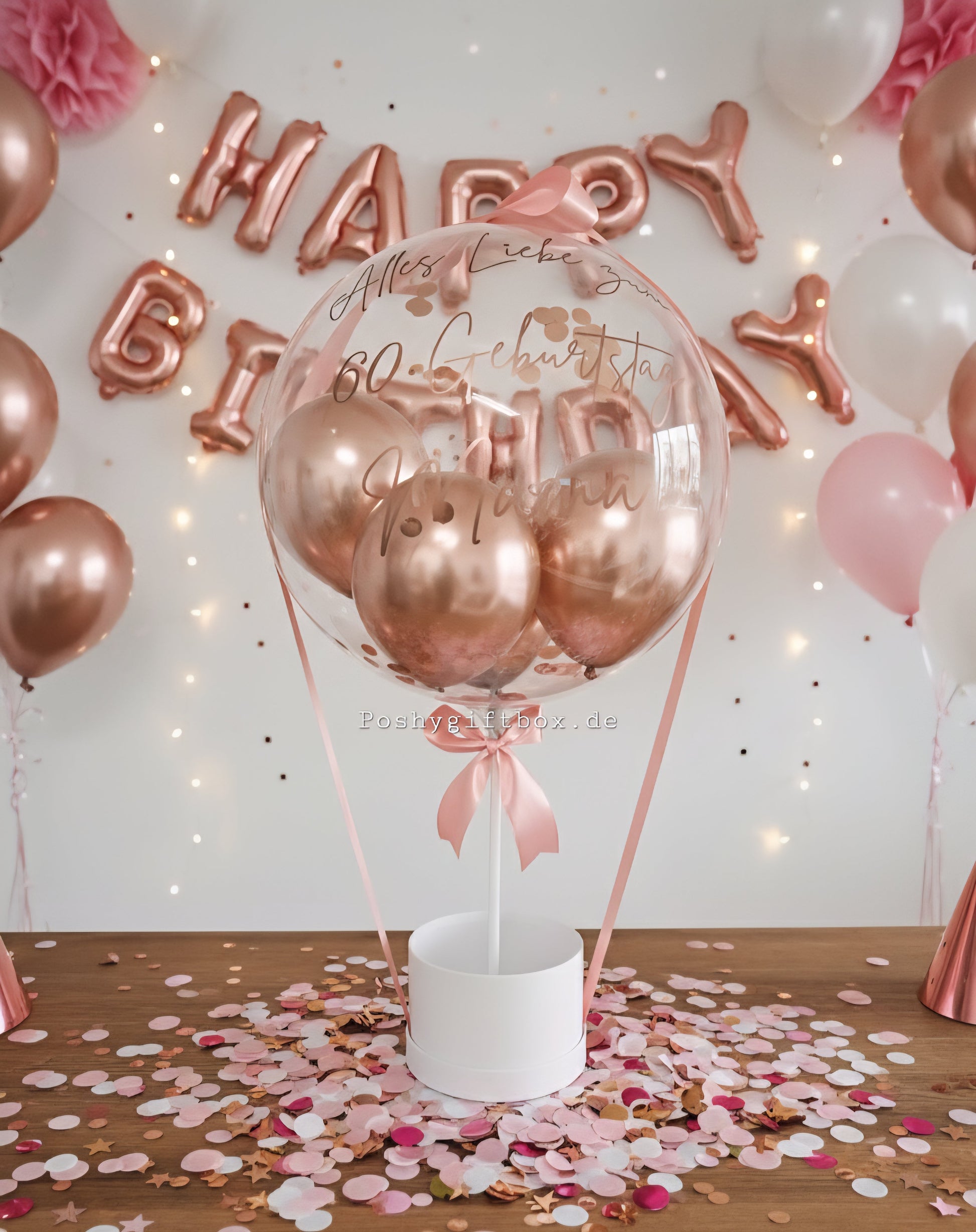 Ballon Personalisiert/Luftballons transparent/Geburtstagsgeschenk/Geschenk Hochzeitstag/Valentinstag/Verlobung/Ballon Box personalisiert  PoshyGiftbox