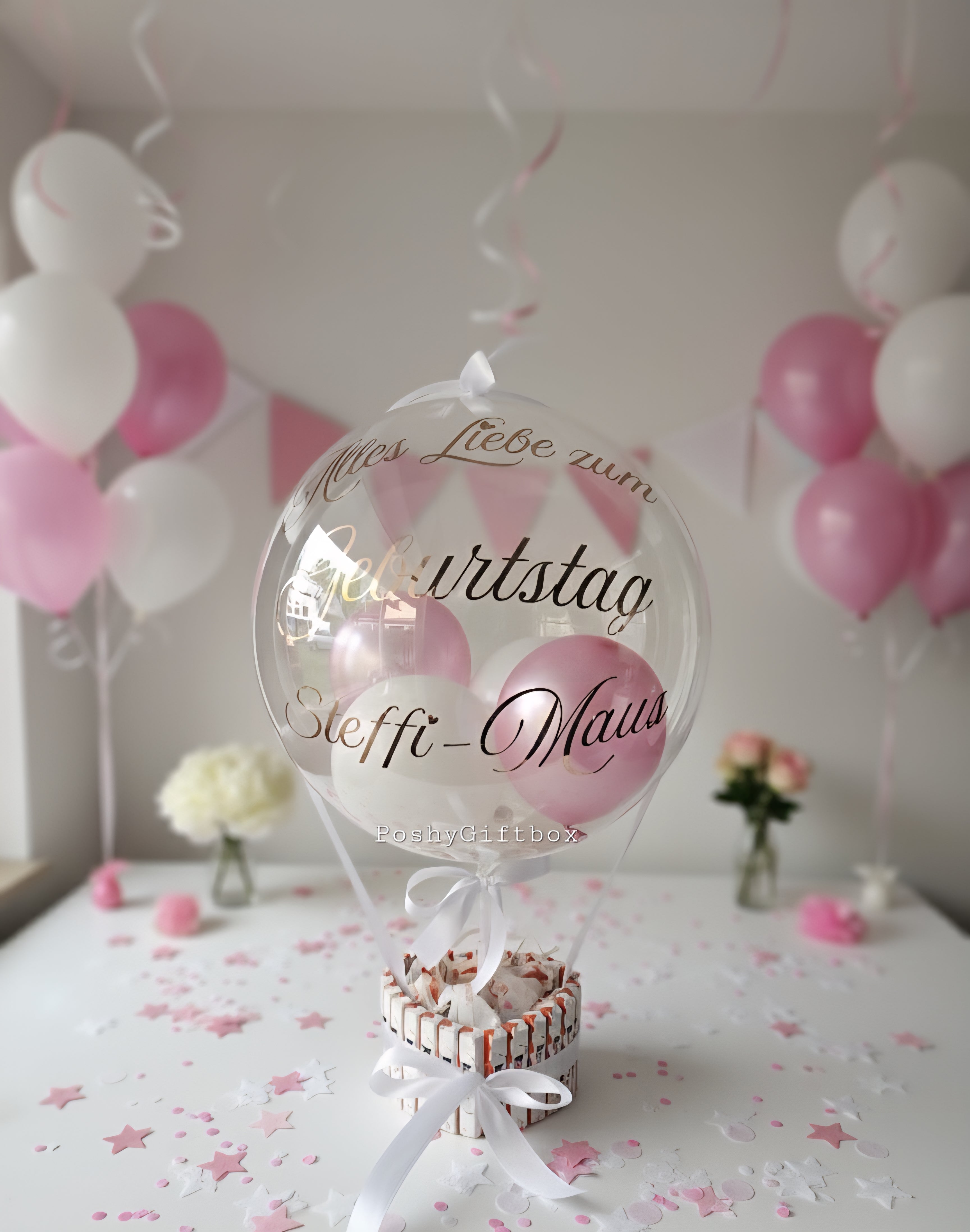 Ballon Geschenk/Geburtstag Geschenkset /Ballon mit Pralinen Torte/Pralinen Torte/Sinnvolle Geschenke Hochzeit/Ballongeschenk HOCHZEIT/Geschenk zum Hochzeitstag/Verlobungsgeschenk/Just Married/Geburtstagsgeschenk PoshyGiftbox