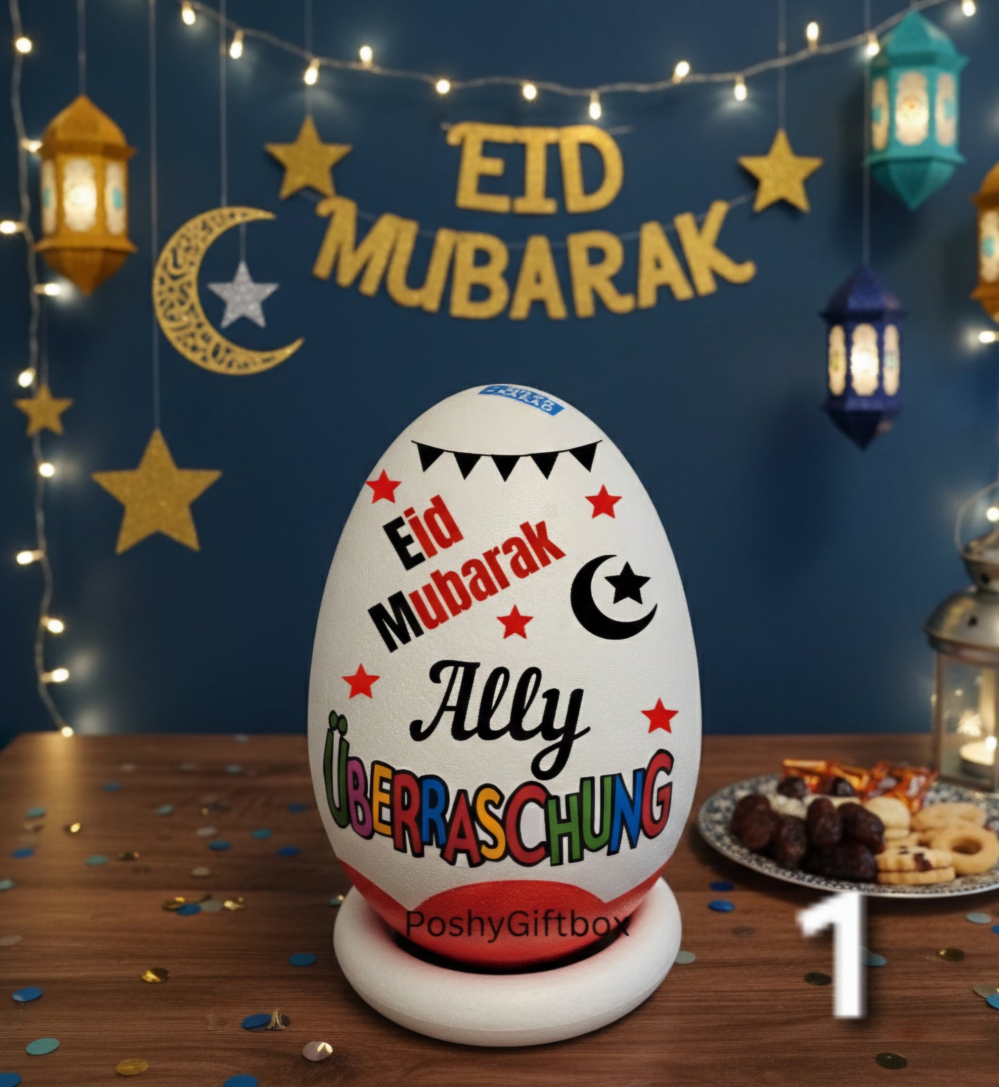 XXL personalisiertes Überraschungsei Eid Mubarak /Ramadan Geschenk/Ü-Ei Happy Bayram/Islamisches Geschenk/hayirli Bayramlar PoshyGiftbox