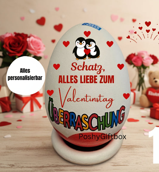 Überraschungsei Valentinstag/Schokoladengeschenke/XXL Überraschungsei/Liebe verschenken/Paare geschenke/Pinguine PoshyGiftbox