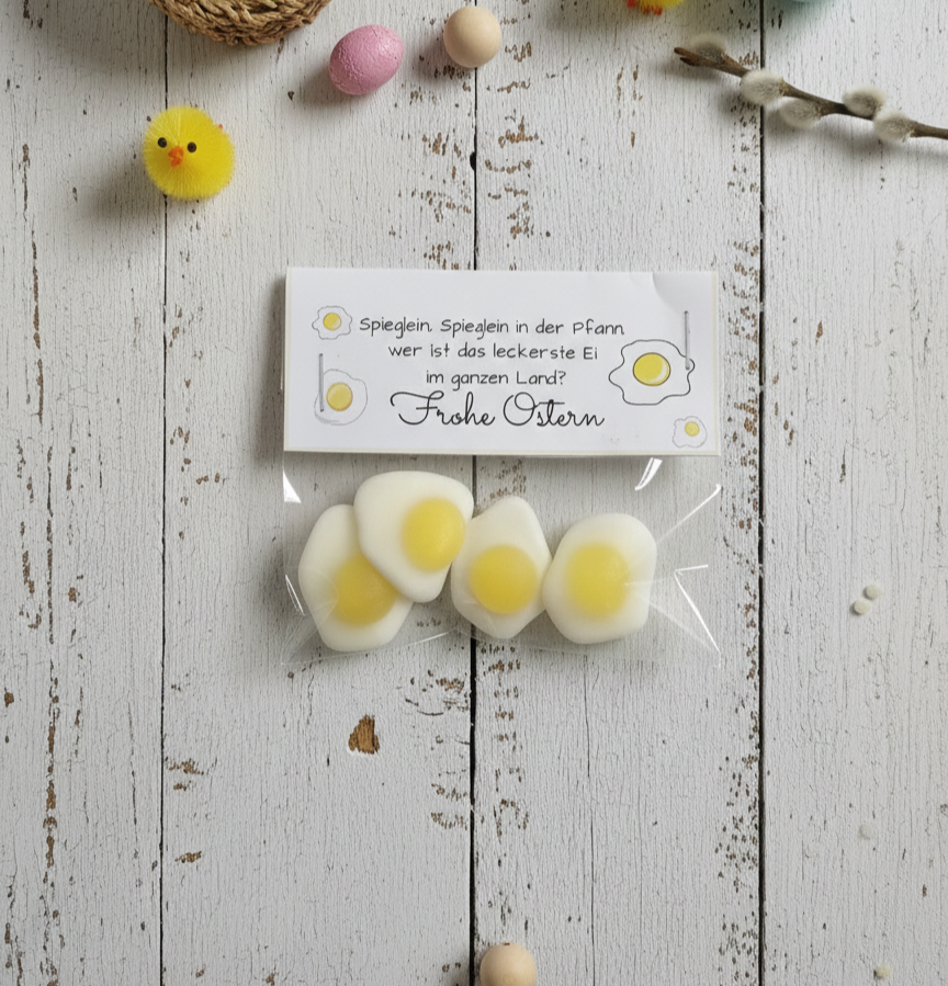 Ostereier/Spiegeleier/Frohe Ostern/Gastgeschenk/Ach Du süßes Ei/süß Tütchen/Ostergeschenk Kollegen/Lustiges Ostergeschenk/Fruchtgummi/Frohe Ostern PoshyGiftbox