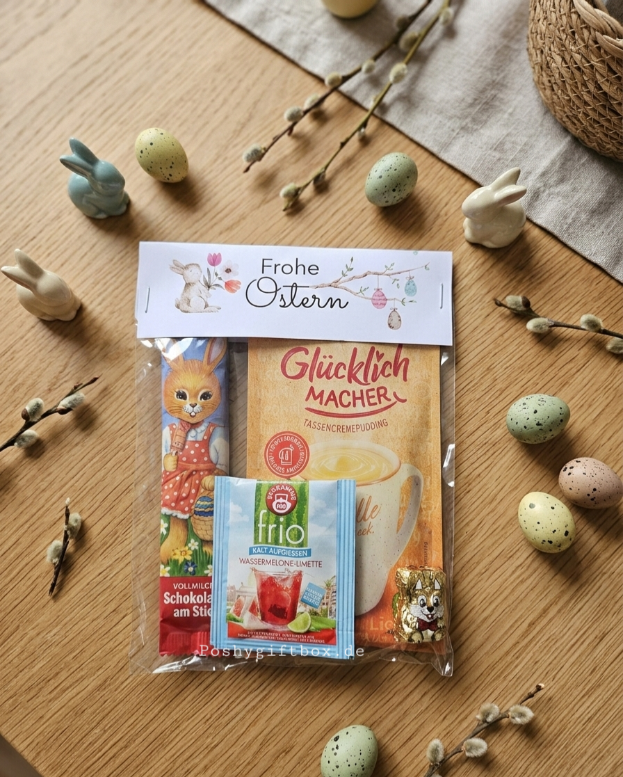 Geschenktüte Ostern/Hopp Hopp Hopp Frohe Ostern/Osternest/Kleines Geschenk/Ostergrüße/Ostergeschenk/Osterpräsent/Mitbringsel/Ostertüte/Osternest PoshyGiftbox