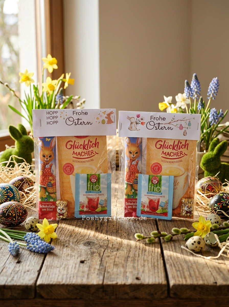 Geschenktüte Ostern/Hopp Hopp Hopp Frohe Ostern/Osternest/Kleines Geschenk/Ostergrüße/Ostergeschenk/Osterpräsent/Mitbringsel/Ostertüte/Osternest PoshyGiftbox