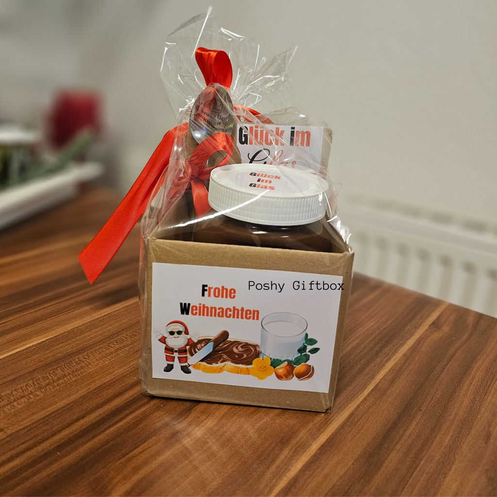 Nutella Geschenk 450g Glas /Nutella Weihnachtsgeschenk/Personalisiert mit Wunschtext oder Namen/Mitbringsel/ Gastgeschenk/Nutella Verpackung/Nutella Killer Geschenk PoshyGiftbox