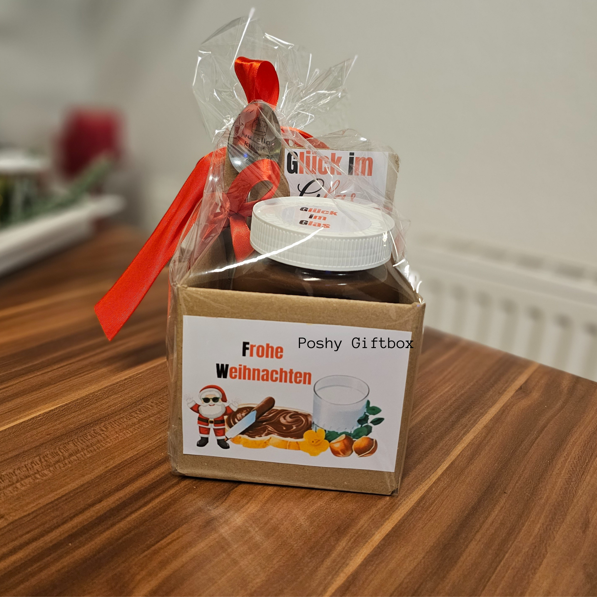 Nutella Geschenk 450g Glas /Nutella Weihnachtsgeschenk/Personalisiert mit Wunschtext oder Namen/Mitbringsel/ Gastgeschenk/Nutella Verpackung/Nutella Killer Geschenk PoshyGiftbox