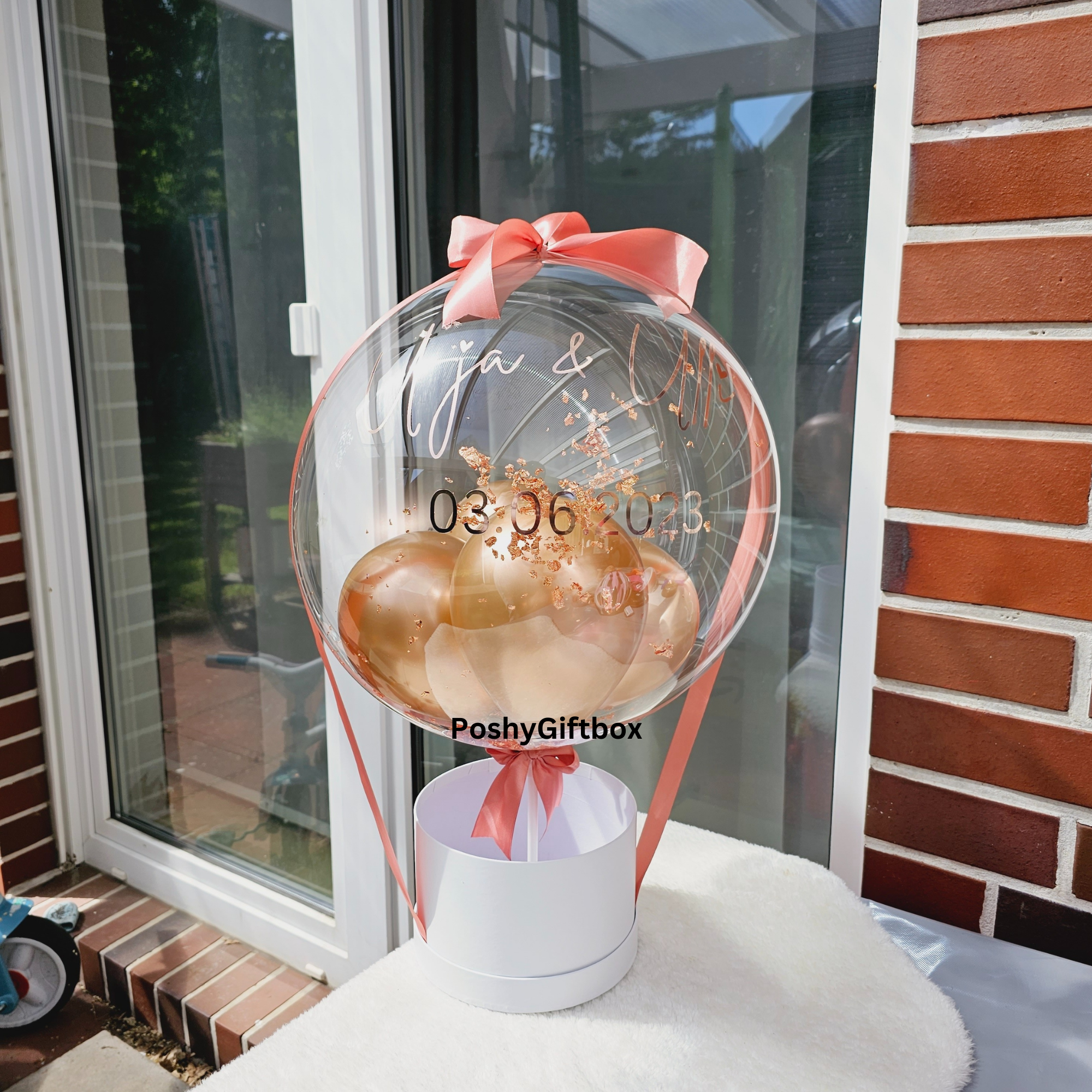 Ballon Geschenkbox/Muttertagsgeschenk/Ballon Geschenk Geburtstag/Ballon Geschenk Freundin/Blumen Geschenk/Geschenk 1.Muttertag/Blumen Box  PoshyGiftbox