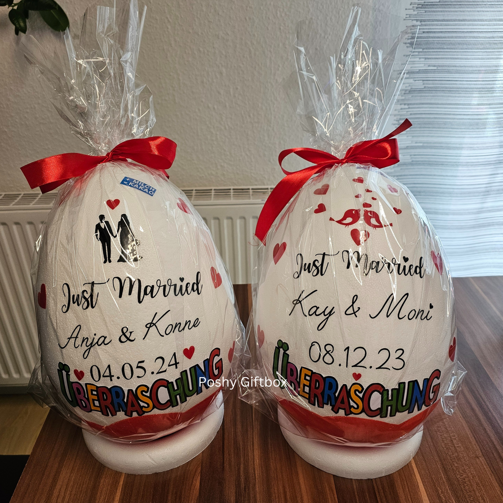 Personalisiertes Ü-Ei  / XXL Überraschungsei  mit Wunschtext/Schokoladen Geschenk /Weihnachten/Ostern/Hochzeit/Jugendweihe/Riesen Überraschungsei/Geburtstagsgeschenk/Überraschungseier  PoshyGiftbox