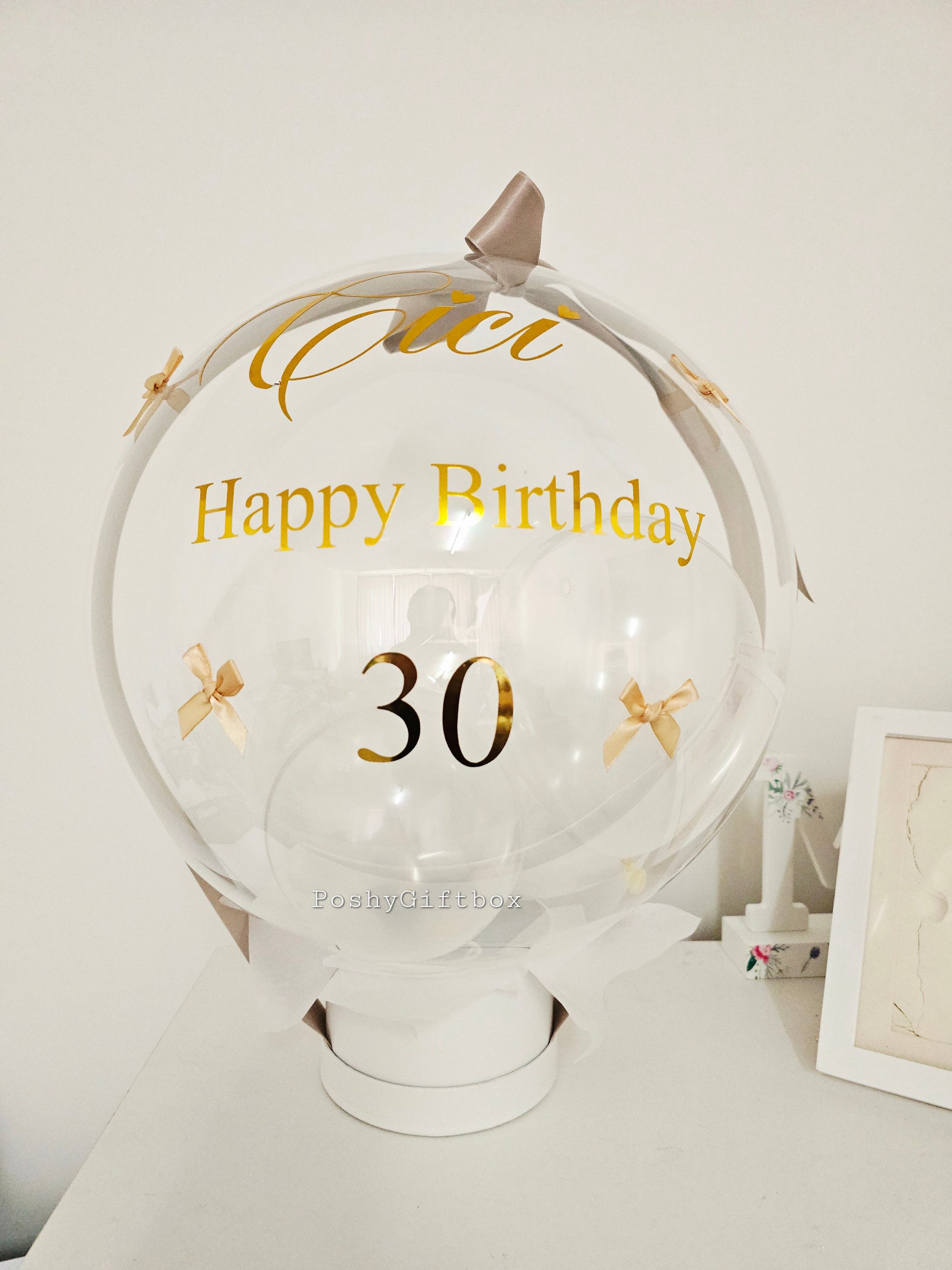 Ballon "BABY"/Willkommen Baby/Luftballon personalisiert/Ballongeschenk Hochzeit,Valentinstag/Muttertag/Ballon mit kleine Schleifen  PoshyGiftbox