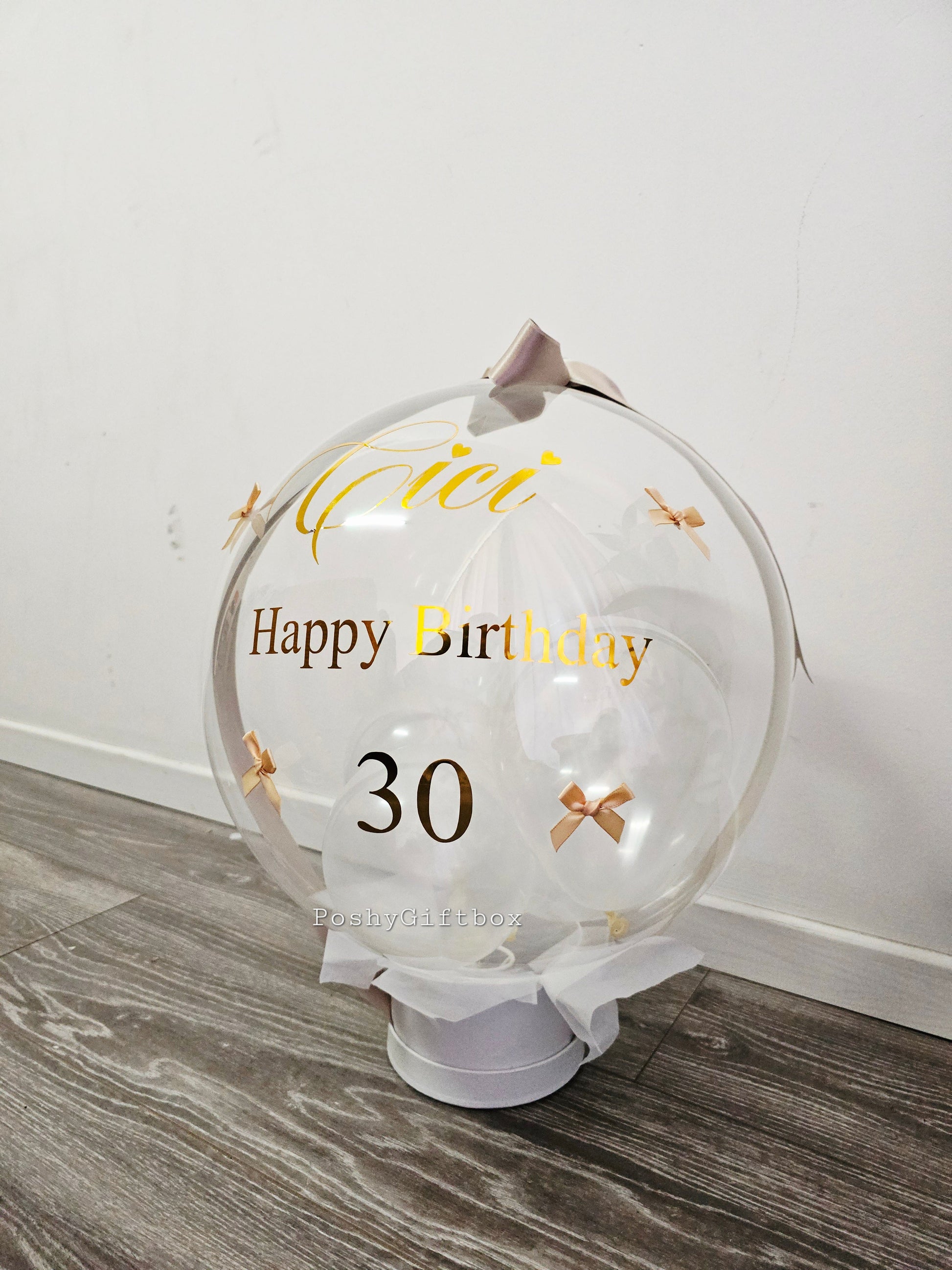 Ballon "BABY"/Willkommen Baby/Luftballon personalisiert/Ballongeschenk Hochzeit,Valentinstag/Muttertag/Ballon mit kleine Schleifen  PoshyGiftbox