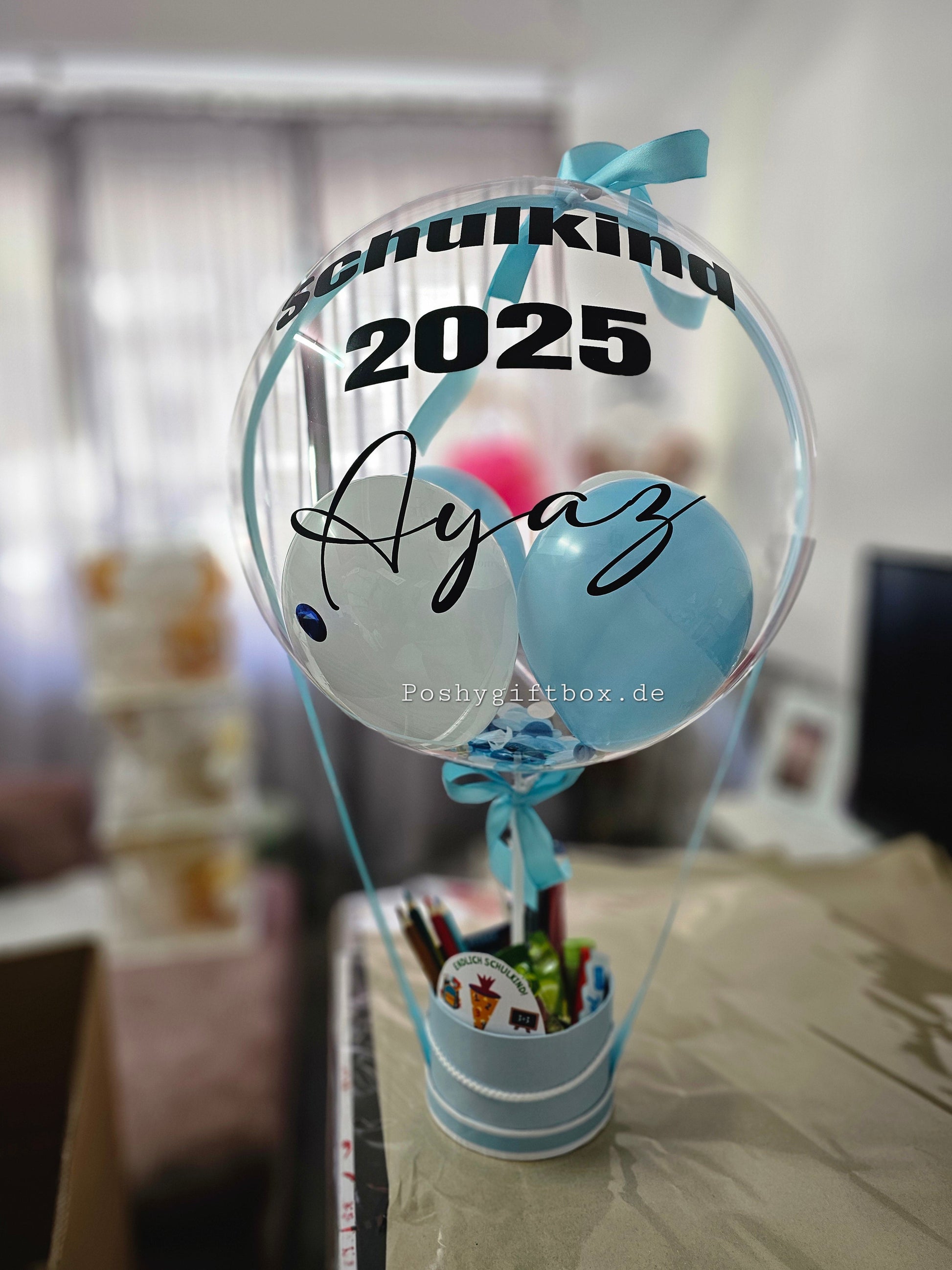 Schulkind Ballon/Geschenk zur Einschulung/Schulkind Geschenk/Geschenkbox zum ersten Schultag/Endlich Schulkind Ballon/Schultüte mit Füllung  Einschulung PoshyGiftbox
