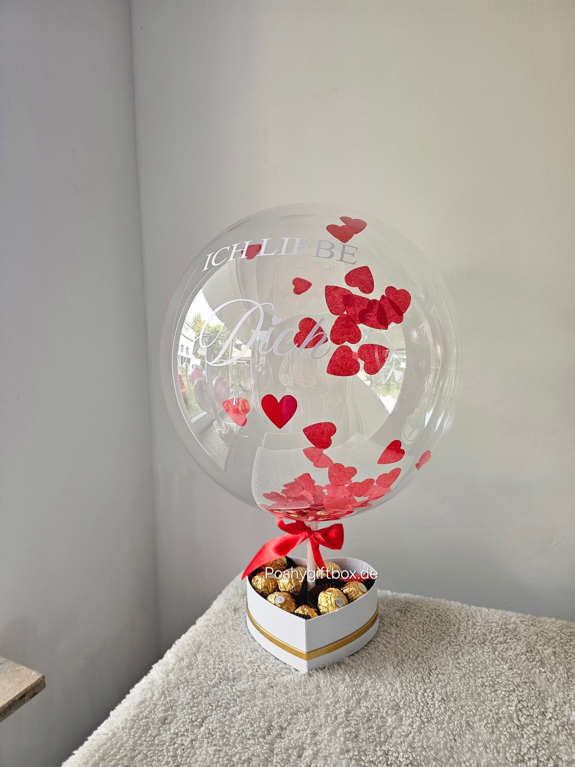 Ballon Geschenk "Ich Liebe Dich"/Geburtstagsgeschenk/Hochzeitsgeschenk /Verlobungsgeschenk/Luftballon ROT/Valentinstag Geschenk/Herz Ballon mit Wunschtext PoshyGiftbox