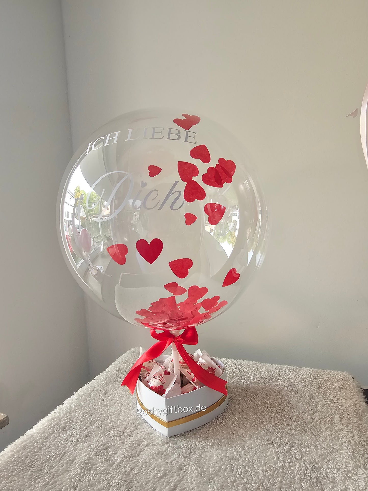 Ballon Geschenk "Ich Liebe Dich"/Geburtstagsgeschenk/Hochzeitsgeschenk /Verlobungsgeschenk/Luftballon ROT/Valentinstag Geschenk/Herz Ballon mit Wunschtext PoshyGiftbox