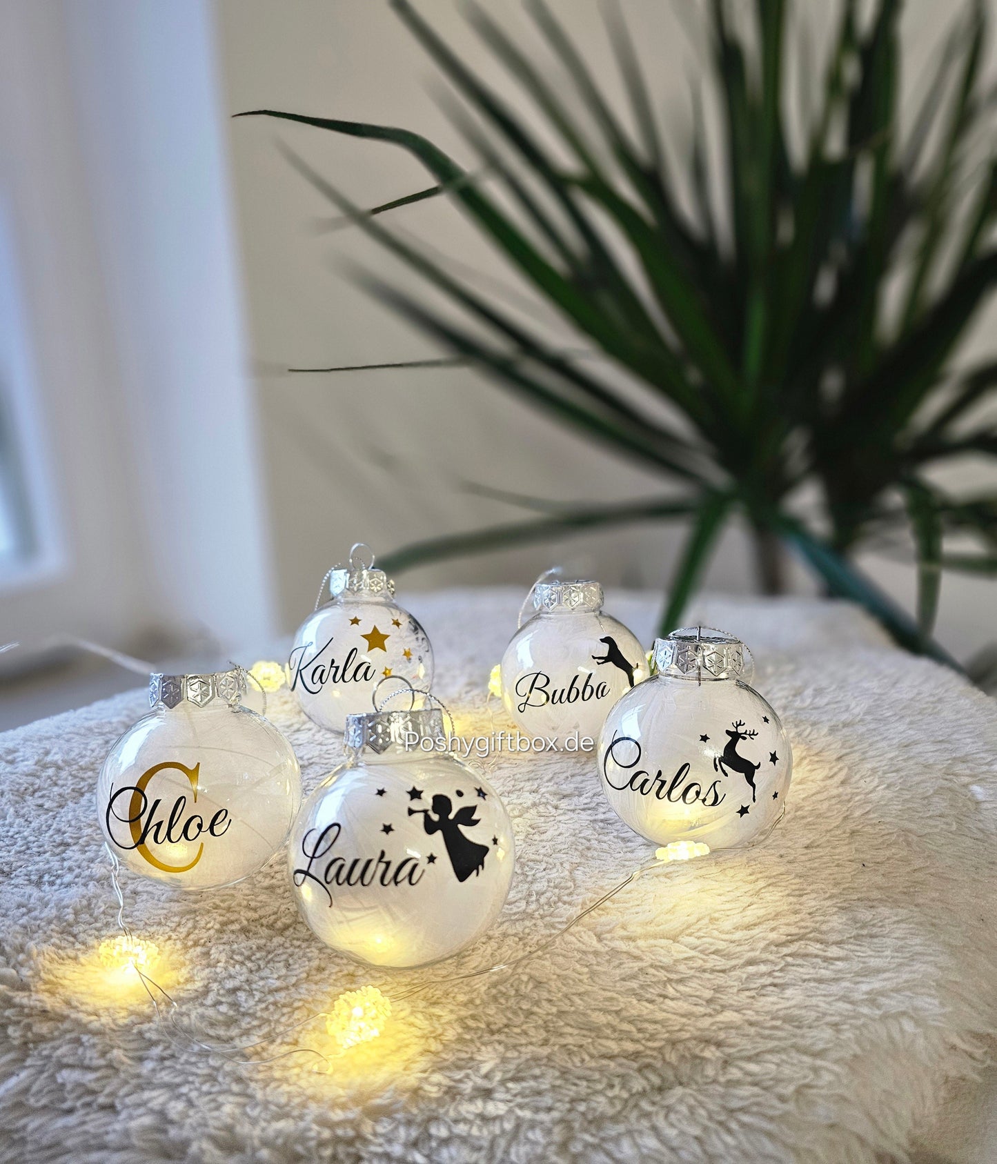 Personalisierte Weihnachtskugeln / Gefüllt mit Federn/Weihnachtsgeschenke/ Weihnachtskugel mit Namen /Christbaumkugel/Weihnachtsdeko PoshyGiftbox