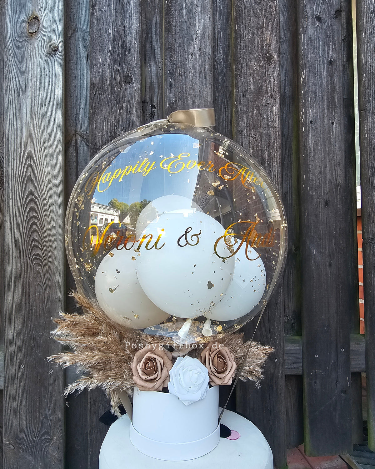 Ballon Geschenk mit Trockenblumen für Hochzeit / Geburtstag/Verlobung/Abschluss PoshyGiftbox