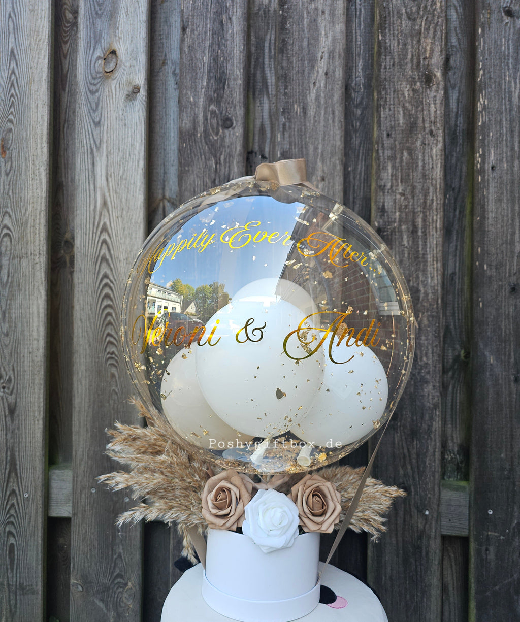 Ballon Geschenk mit Trockenblumen für Hochzeit / Geburtstag/Verlobung/Abschluss PoshyGiftbox
